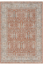 Kiremit Pastel Çiçekli Vintage Eskitme Halı - 10207TP