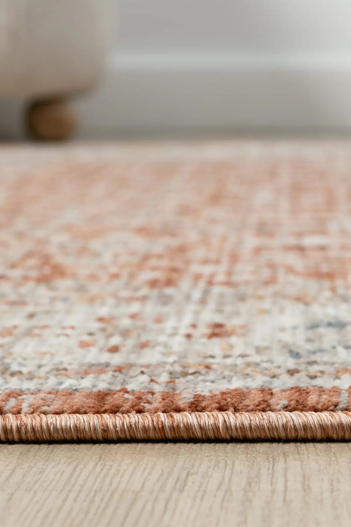 Kiremit Pastel Çiçekli Vintage Eskitme Halı - 10207TP