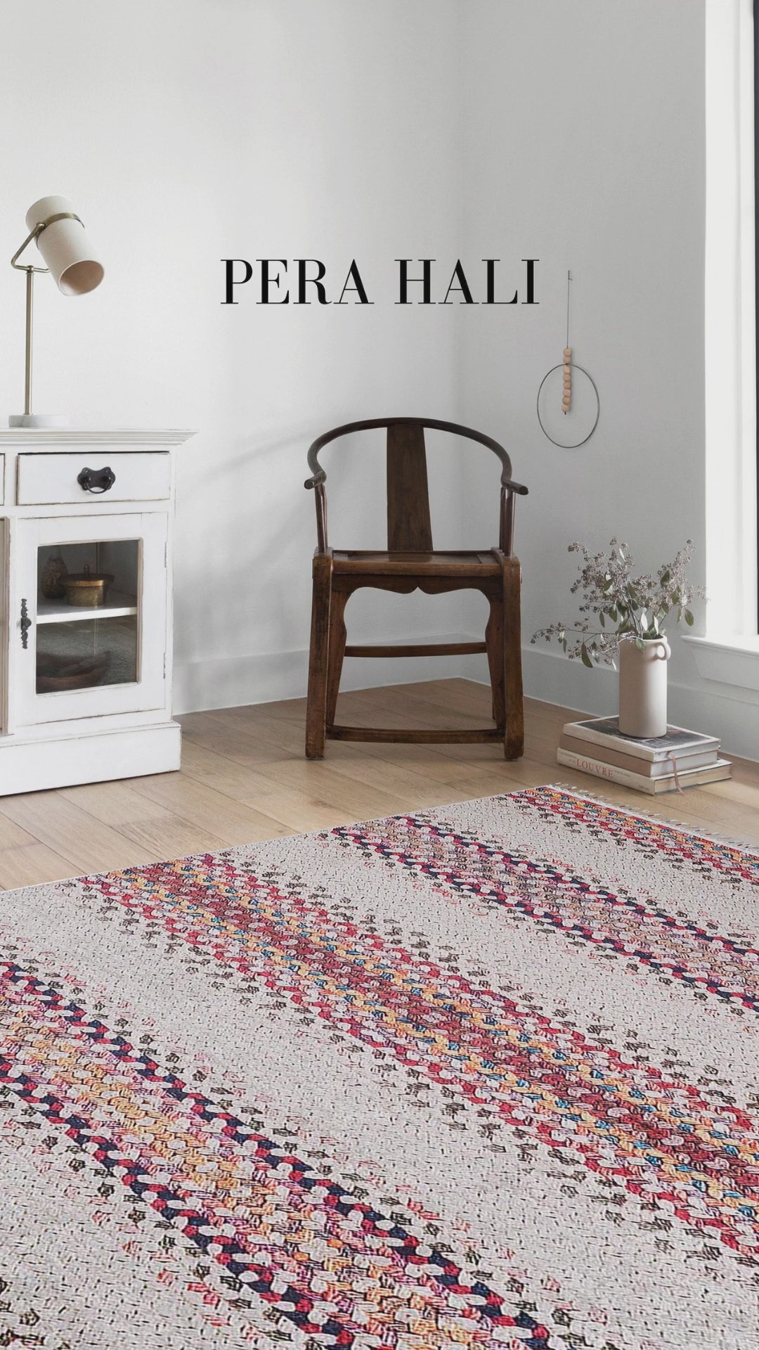 Load video: White Striped Plain Woven Rug - SH5001BMUL
