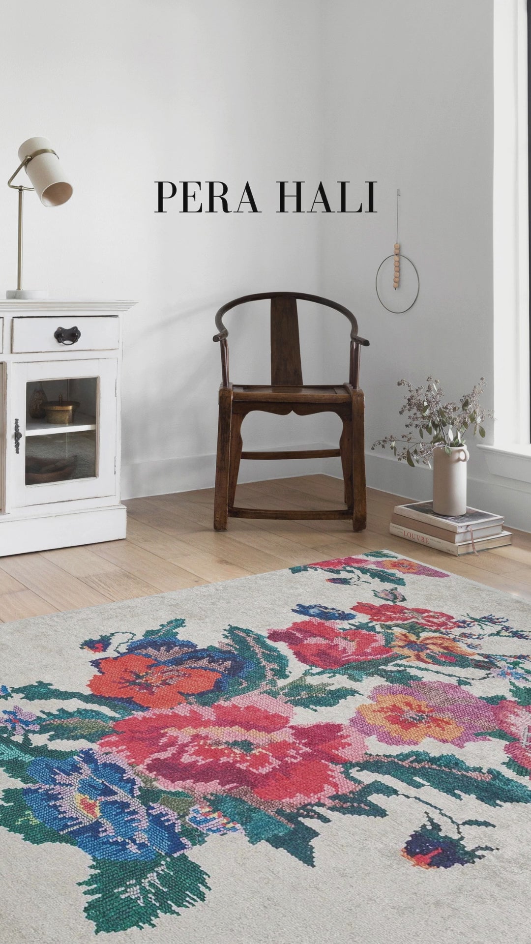 Karabagh White Floral Decorative Rug - SH2000B