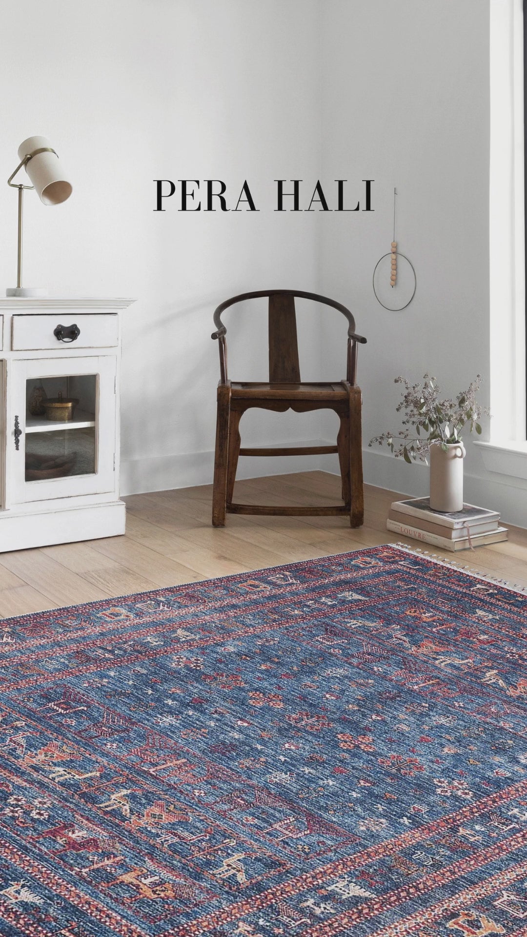 Load video: Oriental Blue Orange Patterned Rug - SH5092MT