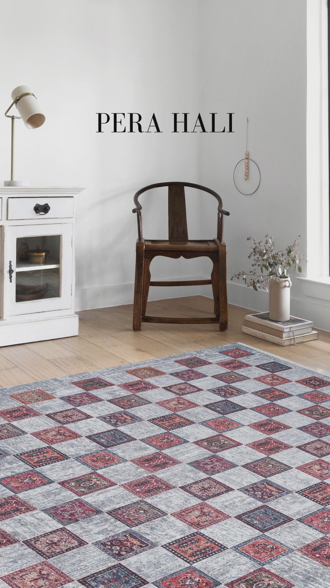 Beige Pink Grey Geometric Patterned Rug - SH1569BP
