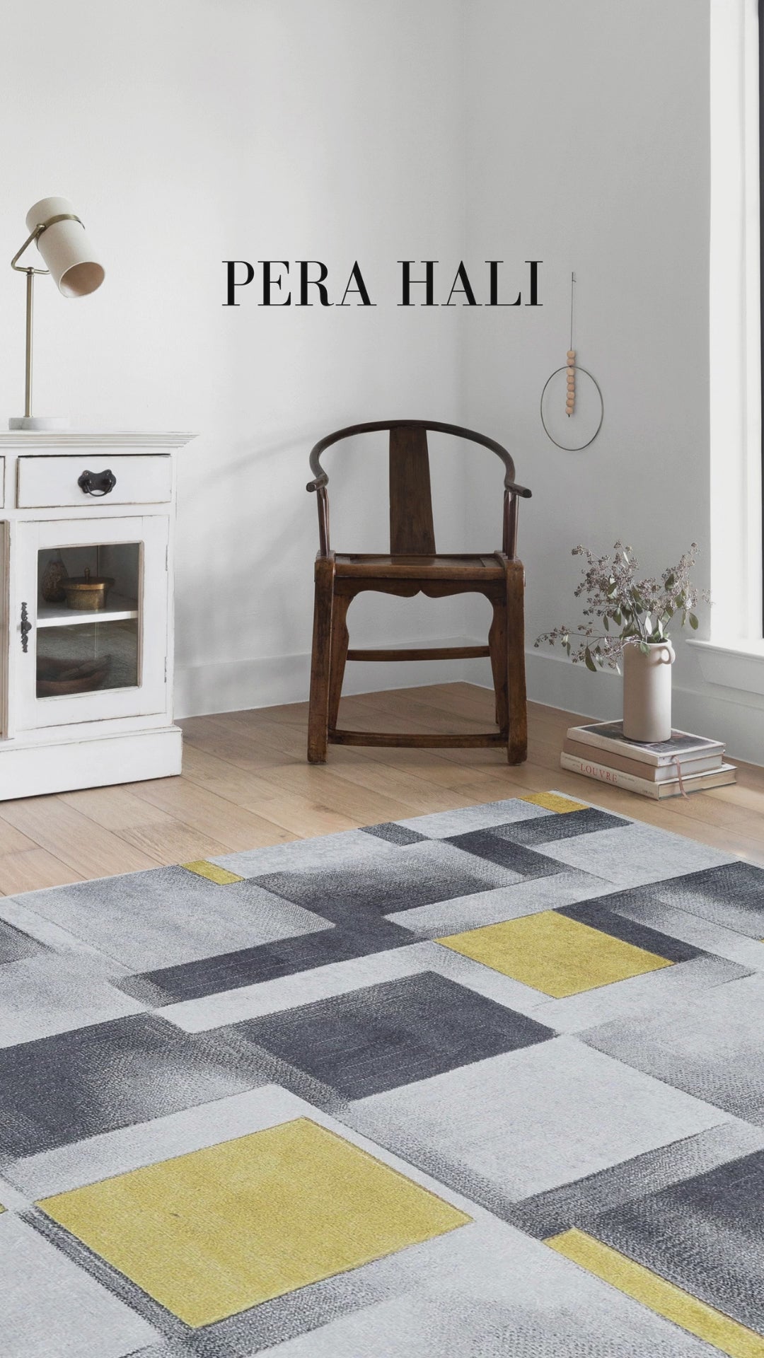 Load video: Grey Yellow Modern Geometric Carpet - SH1575GS