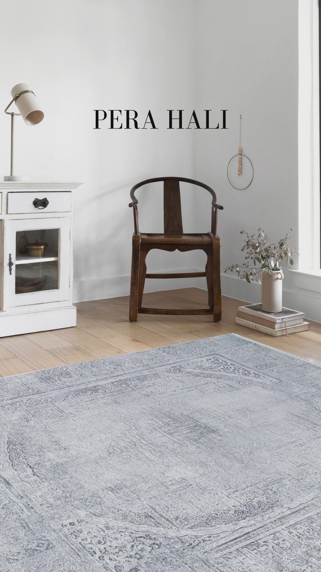 Load video: Pale Pink Cream Beige Geometric Patterned Kilim Rug