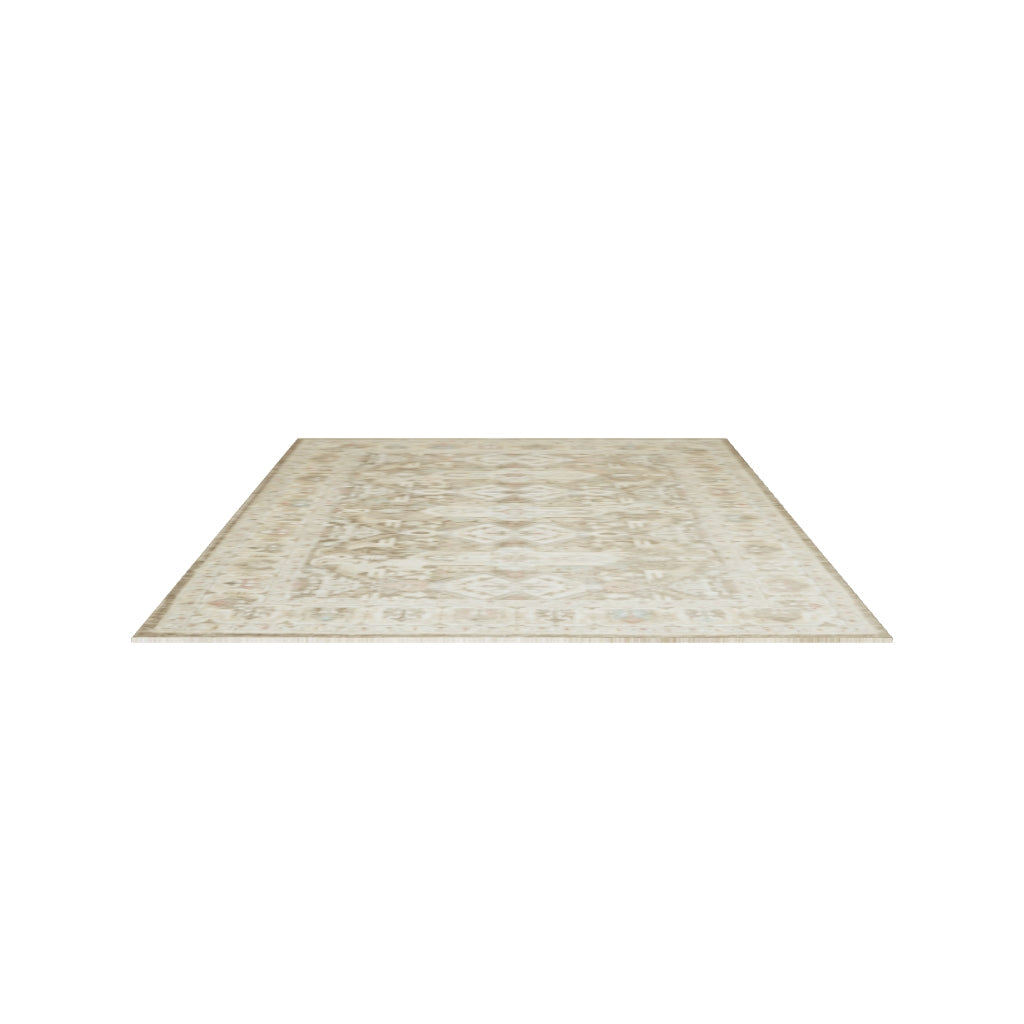 Plain Beige and Coffee Tones Wicker Textured Carpet