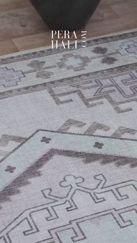 Uşak Blue Red Vintage Kilim Carpet