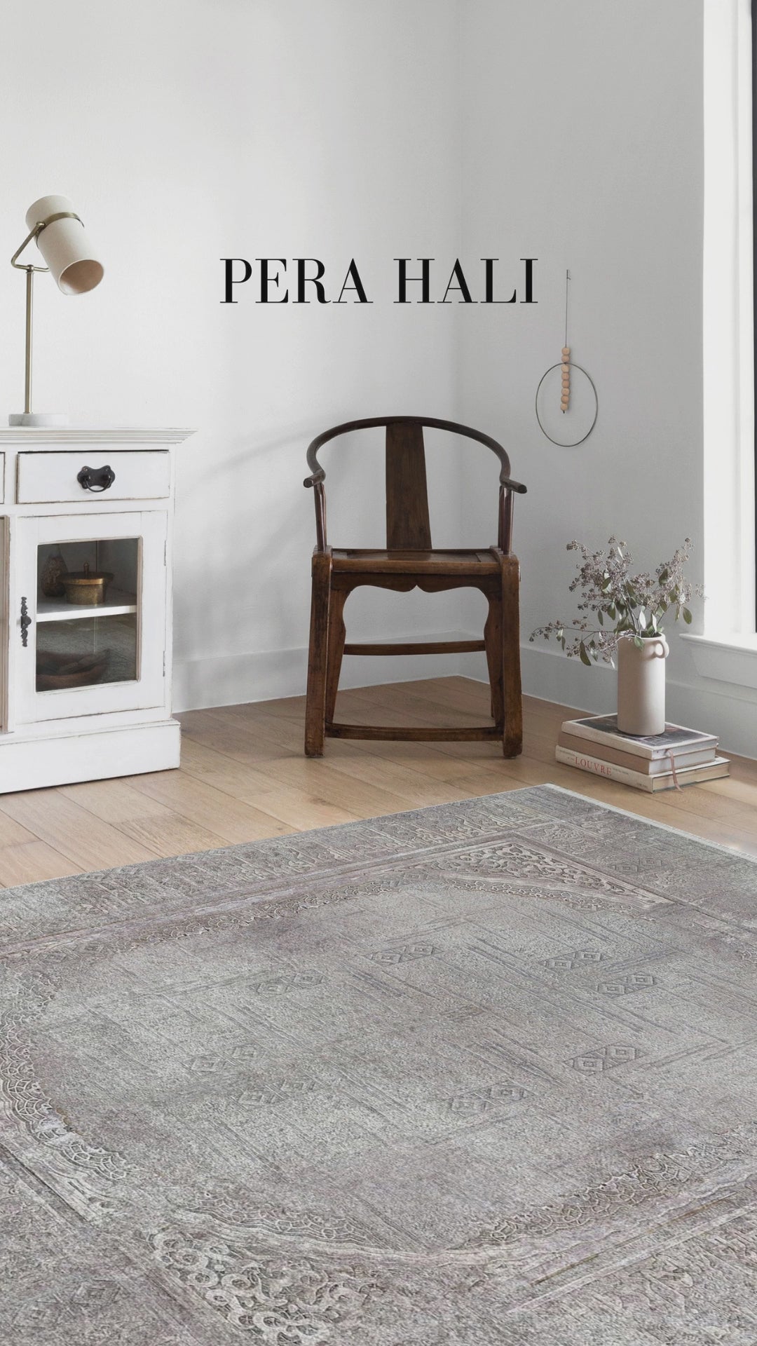 Load video: Pale Pink Cream Beige Geometric Patterned Kilim Rug