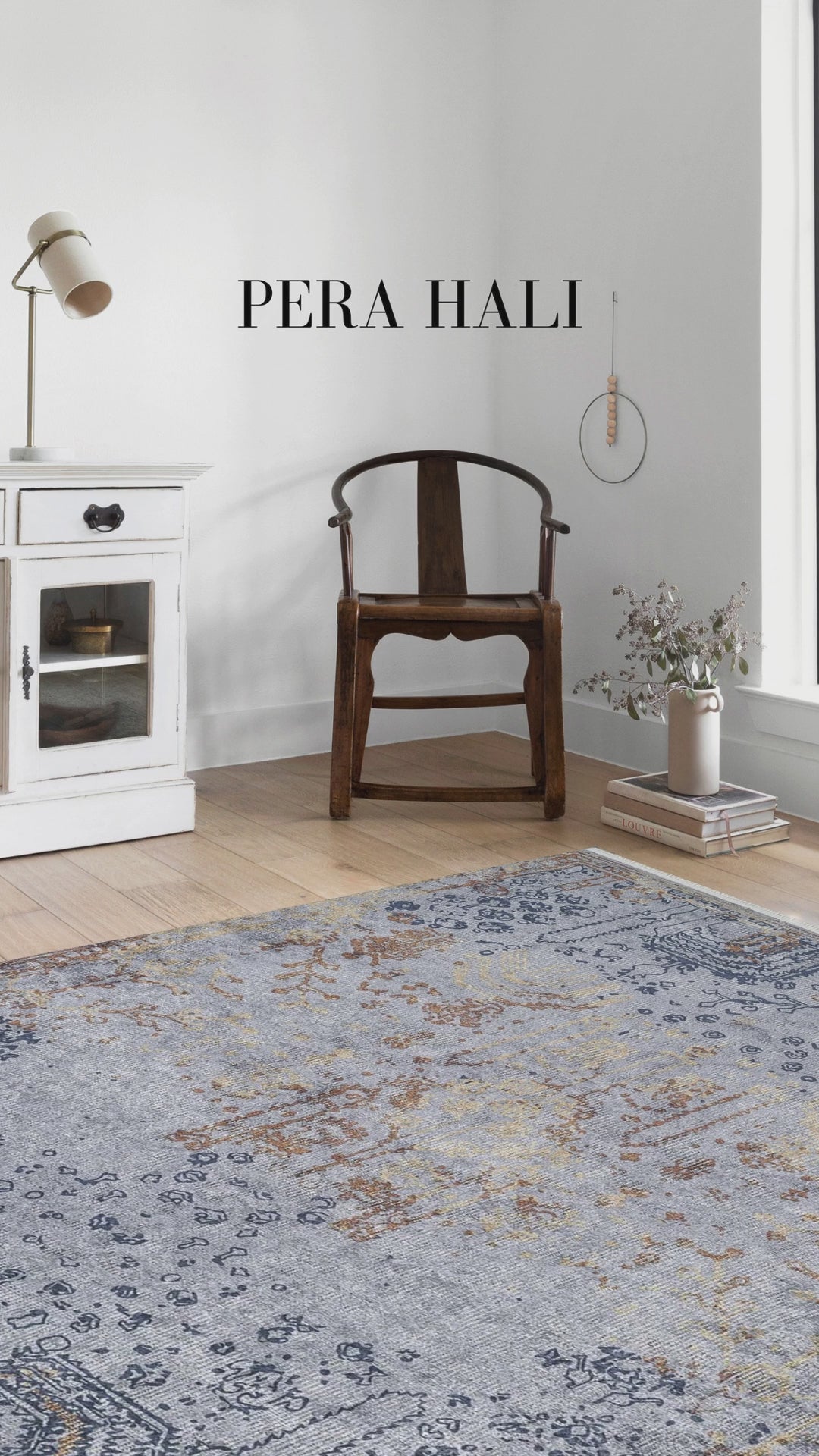 Load video: Pale Pink Cream Beige Geometric Patterned Kilim Rug