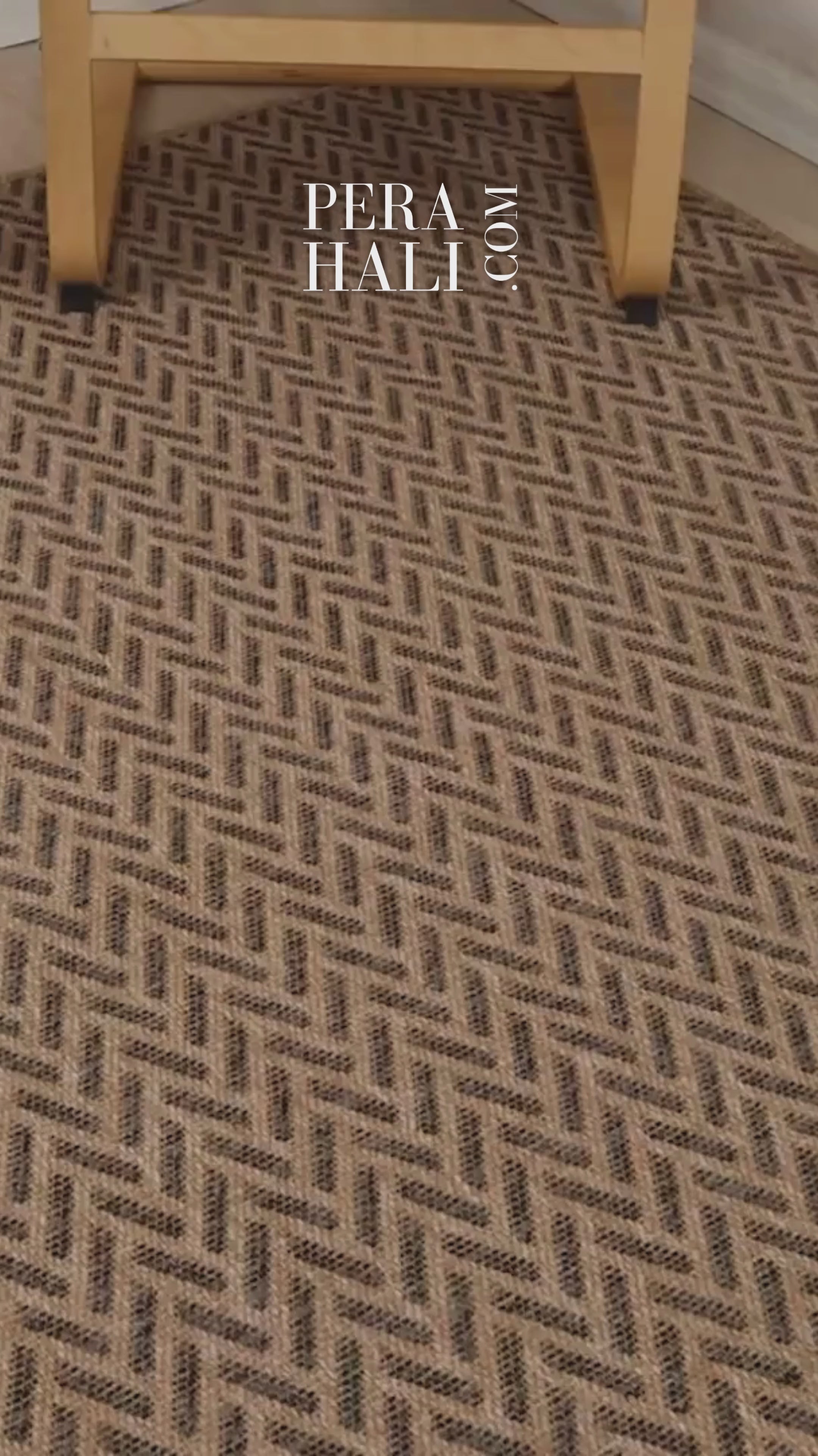 Load video: Plain Beige and Coffee Tones Wicker Textured Carpet