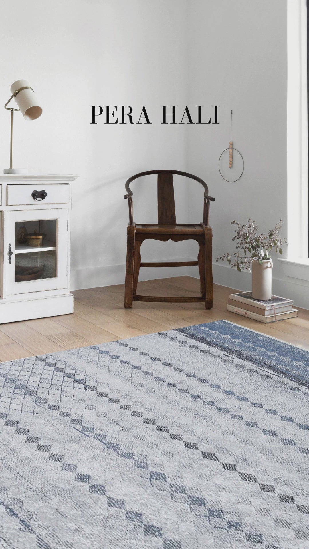 Load video: Gray Blue Geometric Antique Vintage Rug - SH1974GM