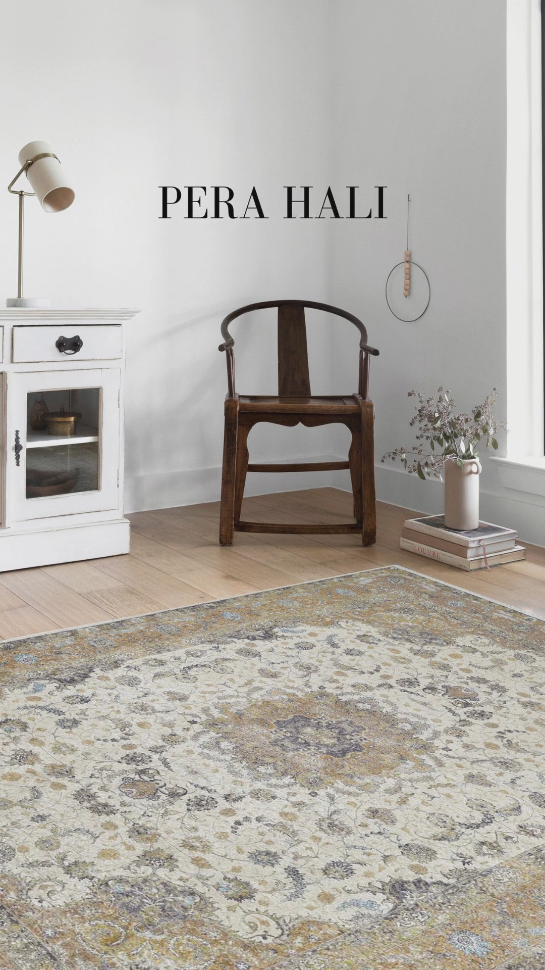 Load video: Floral Pattern Traditional Yellow Vintage Rug - SH1930S