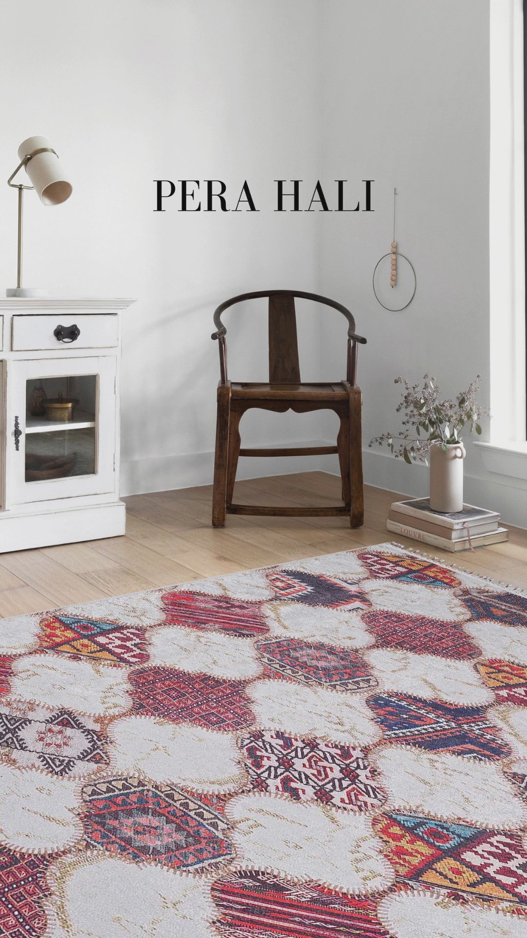 Load video: Moroccan Style Colorful Honeycomb Patterned Patchwork Look Carpet