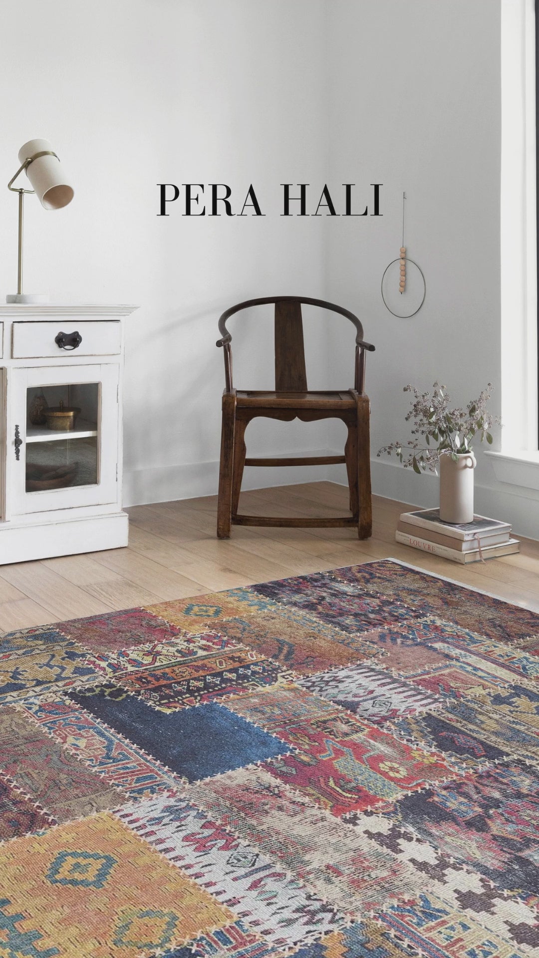 Load video: Pale Pink Cream Beige Geometric Patterned Kilim Rug