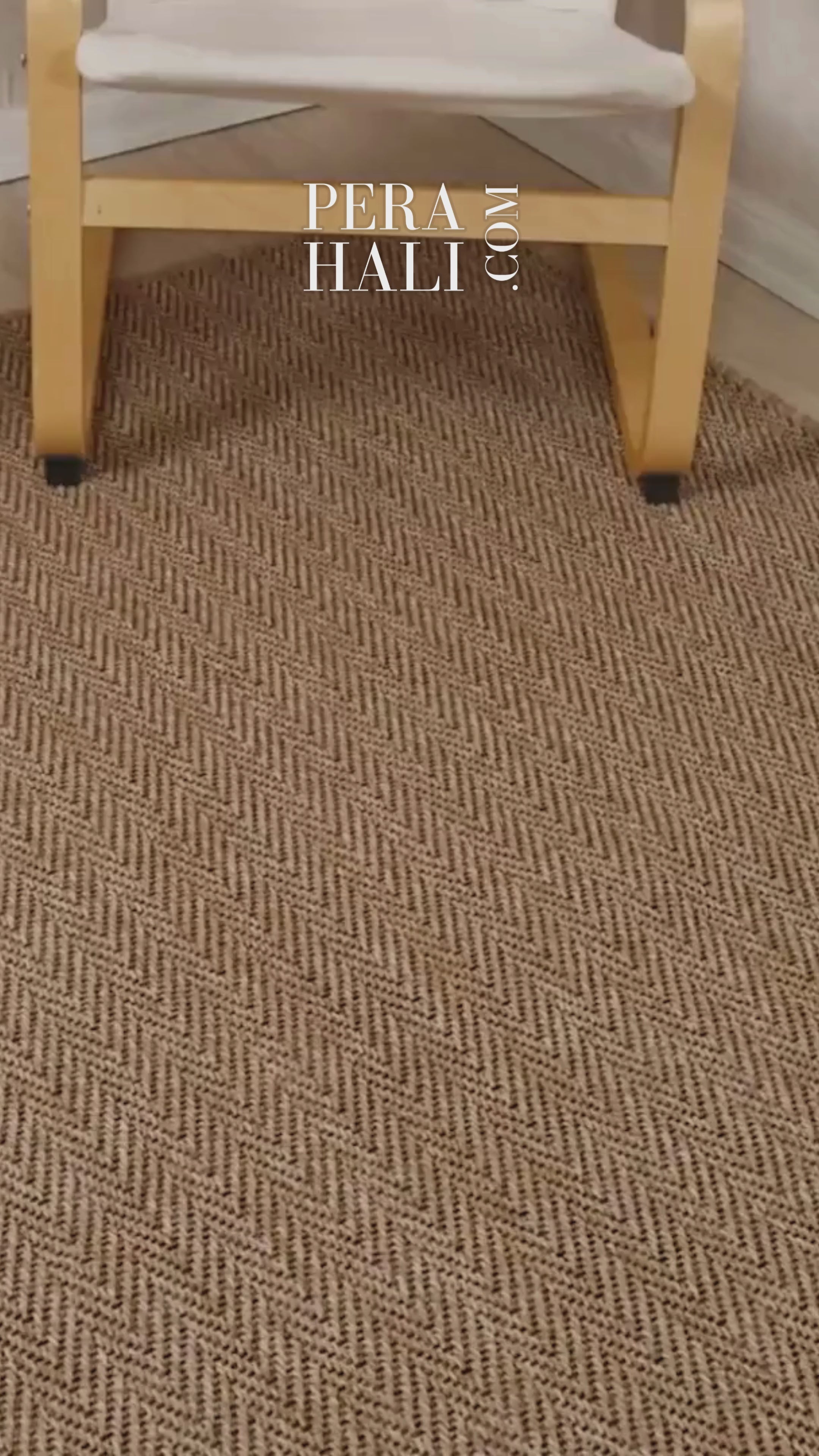 Load video: Plain Beige and Coffee Tones Wicker Textured Carpet
