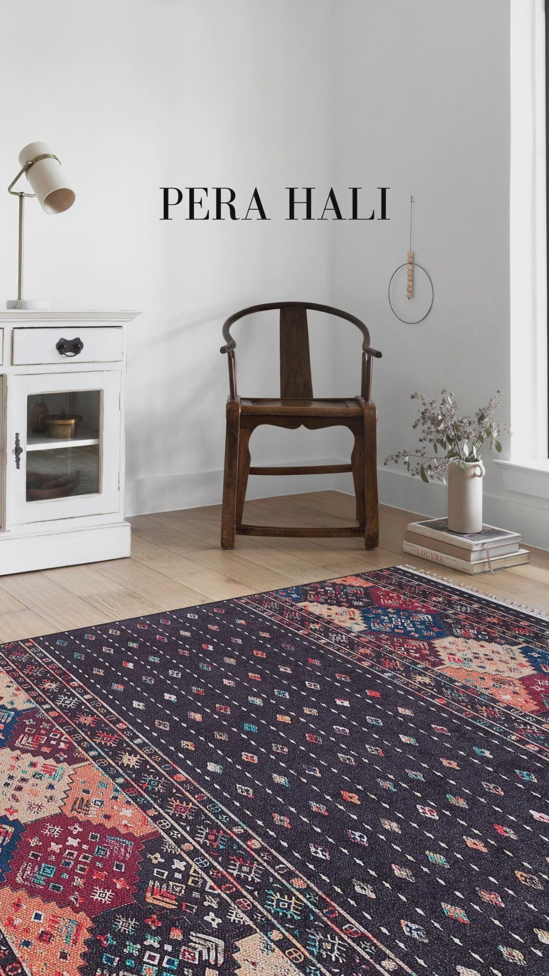 Load video: Pale Pink Cream Beige Geometric Patterned Kilim Rug
