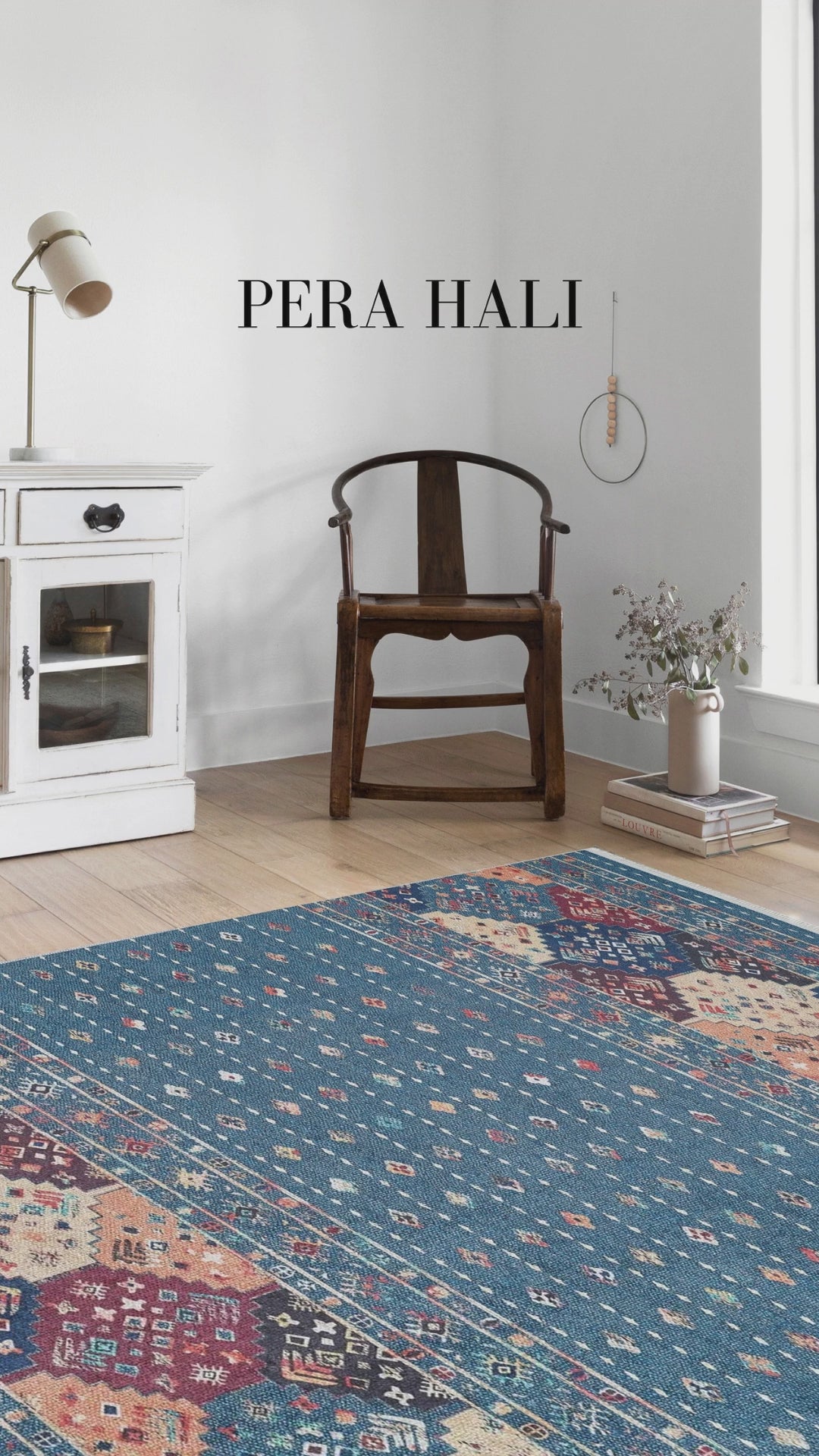 Load video: Pale Pink Cream Beige Geometric Patterned Kilim Rug