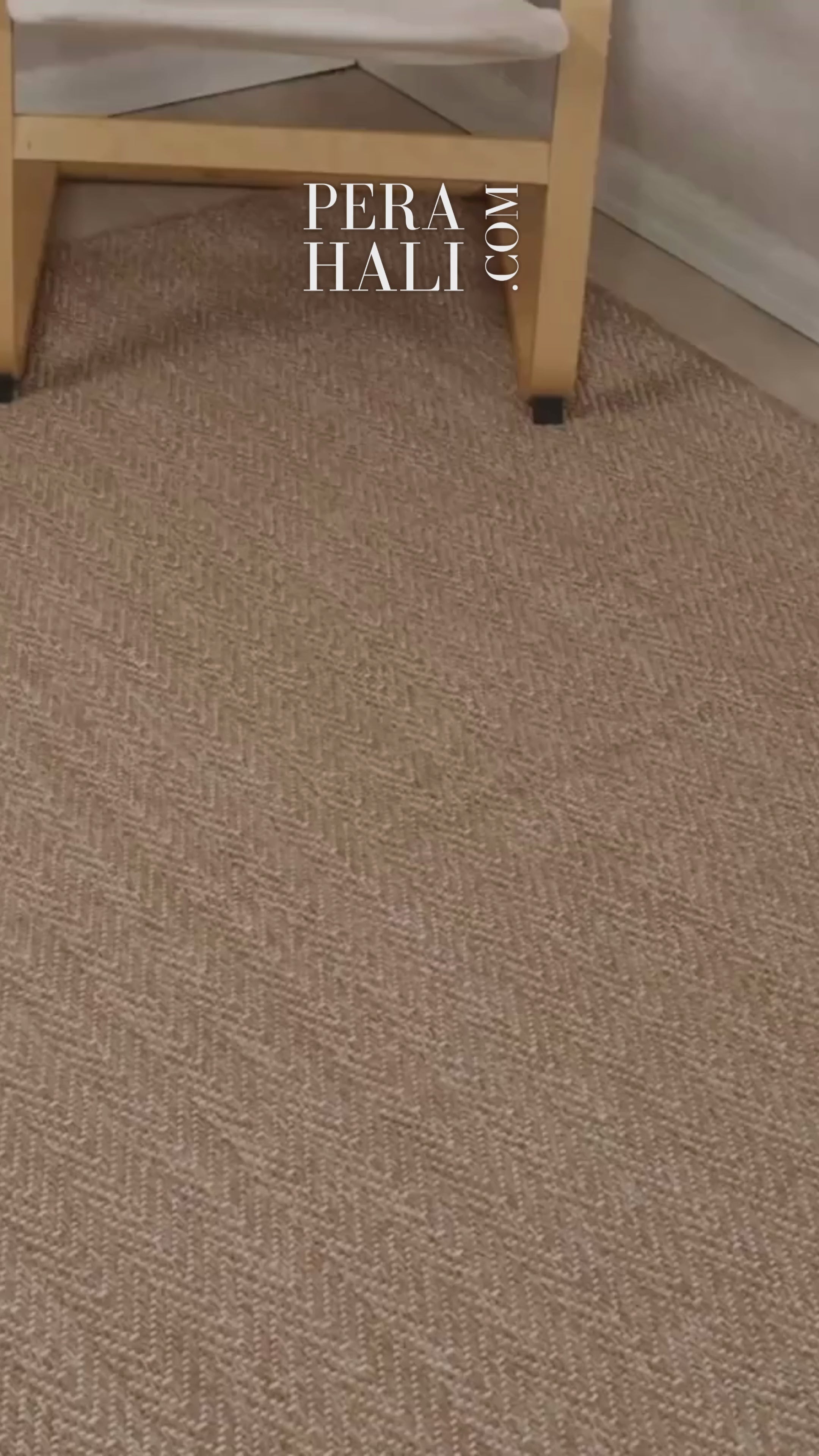 Load video: Plain Beige and Coffee Tones Wicker Textured Carpet