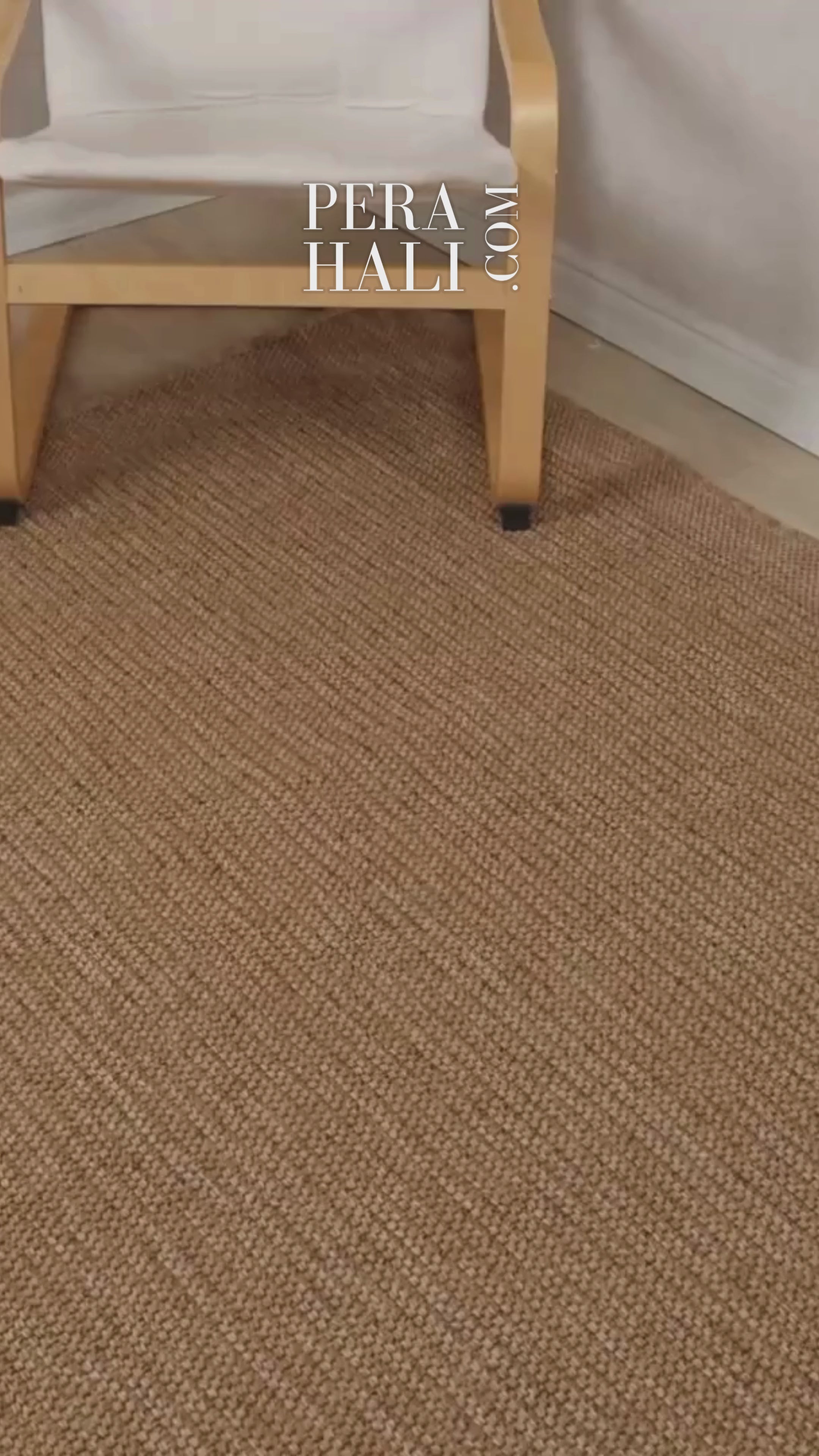 Load video: Plain Beige and Coffee Tones Wicker Textured Carpet
