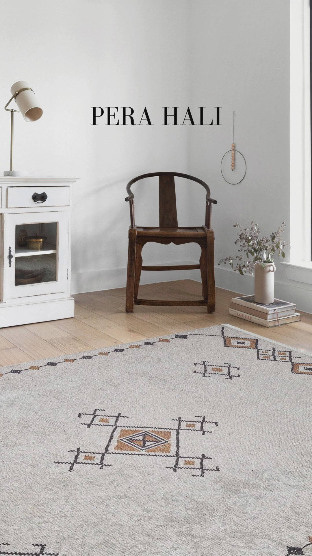 Load video: Beige Red Medallion Pattern Anatolian Rug - SH1683BR