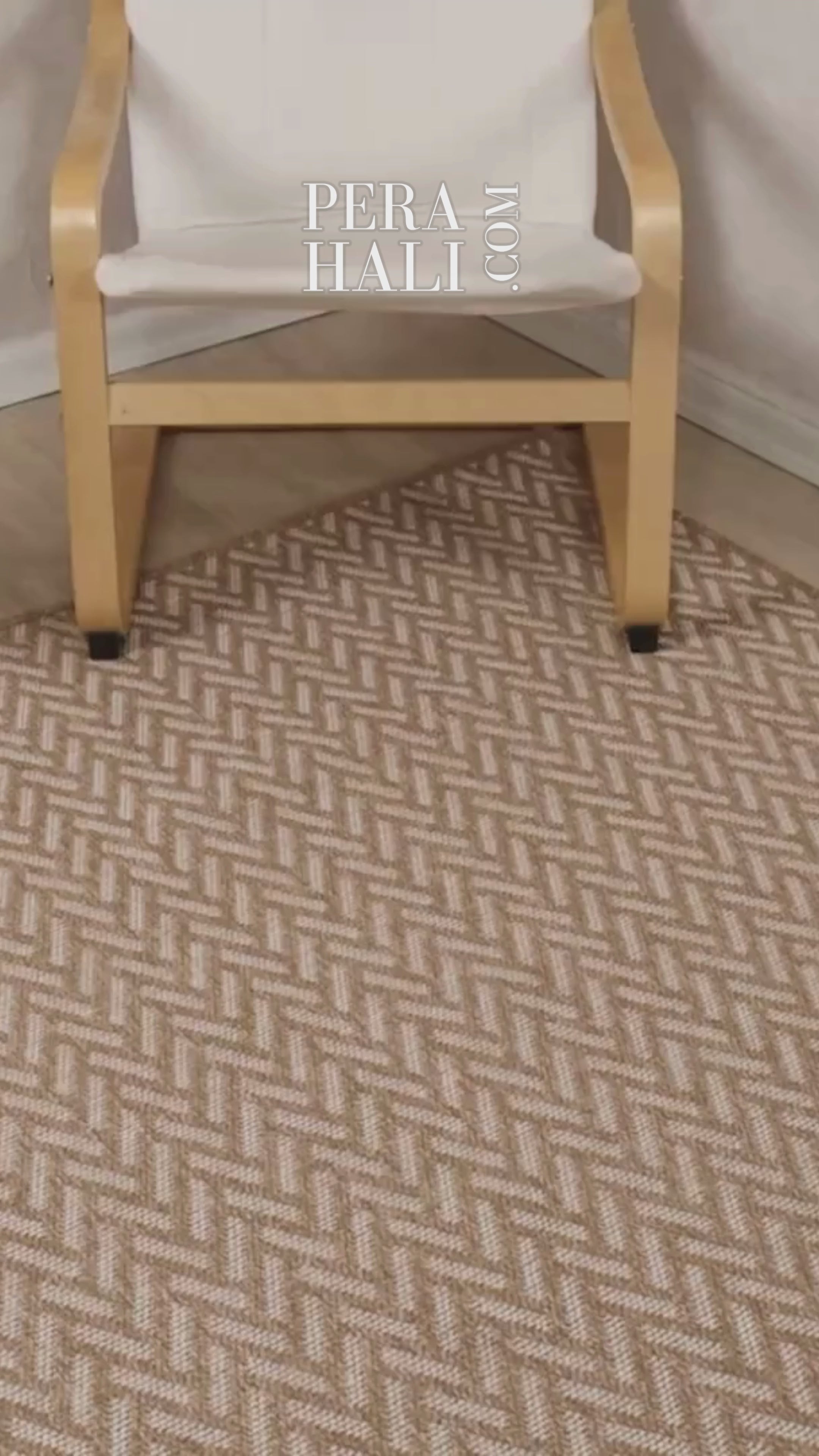 Load video: Plain Beige and Coffee Tones Wicker Textured Carpet