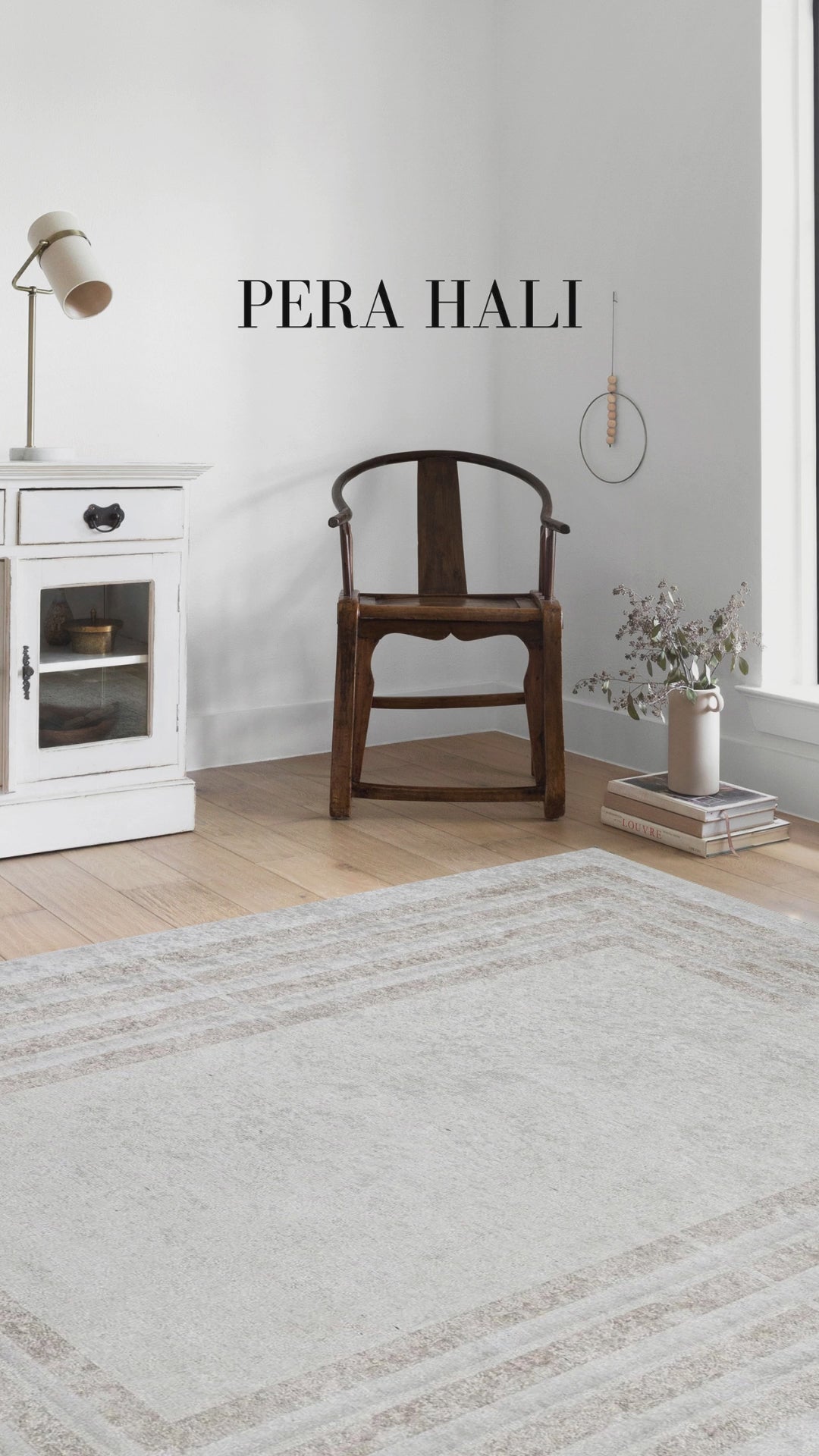 Load video: Geometric Beige Cream Rug - SH1615BK