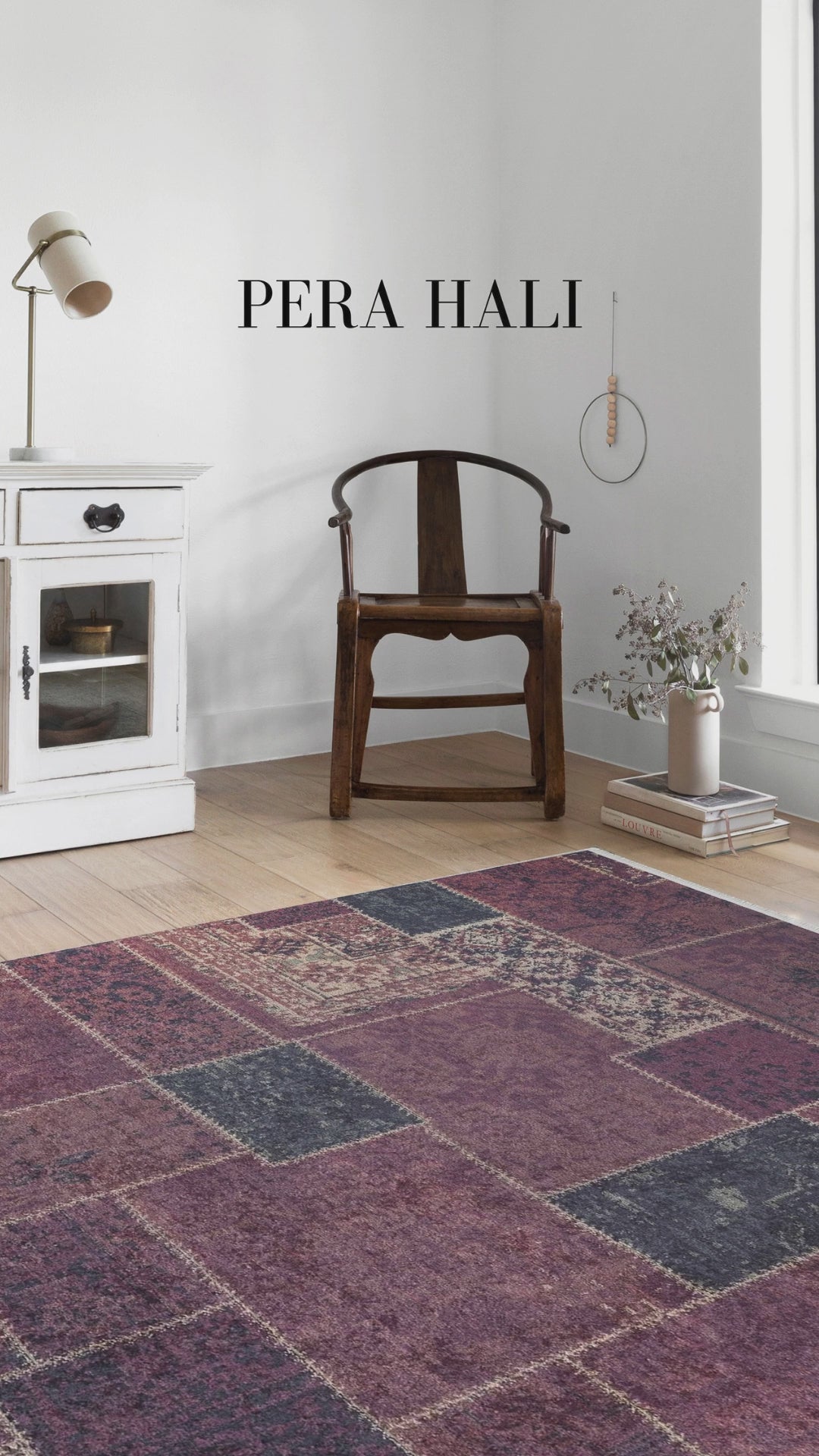 Load video: Pale Pink Cream Beige Geometric Patterned Kilim Rug