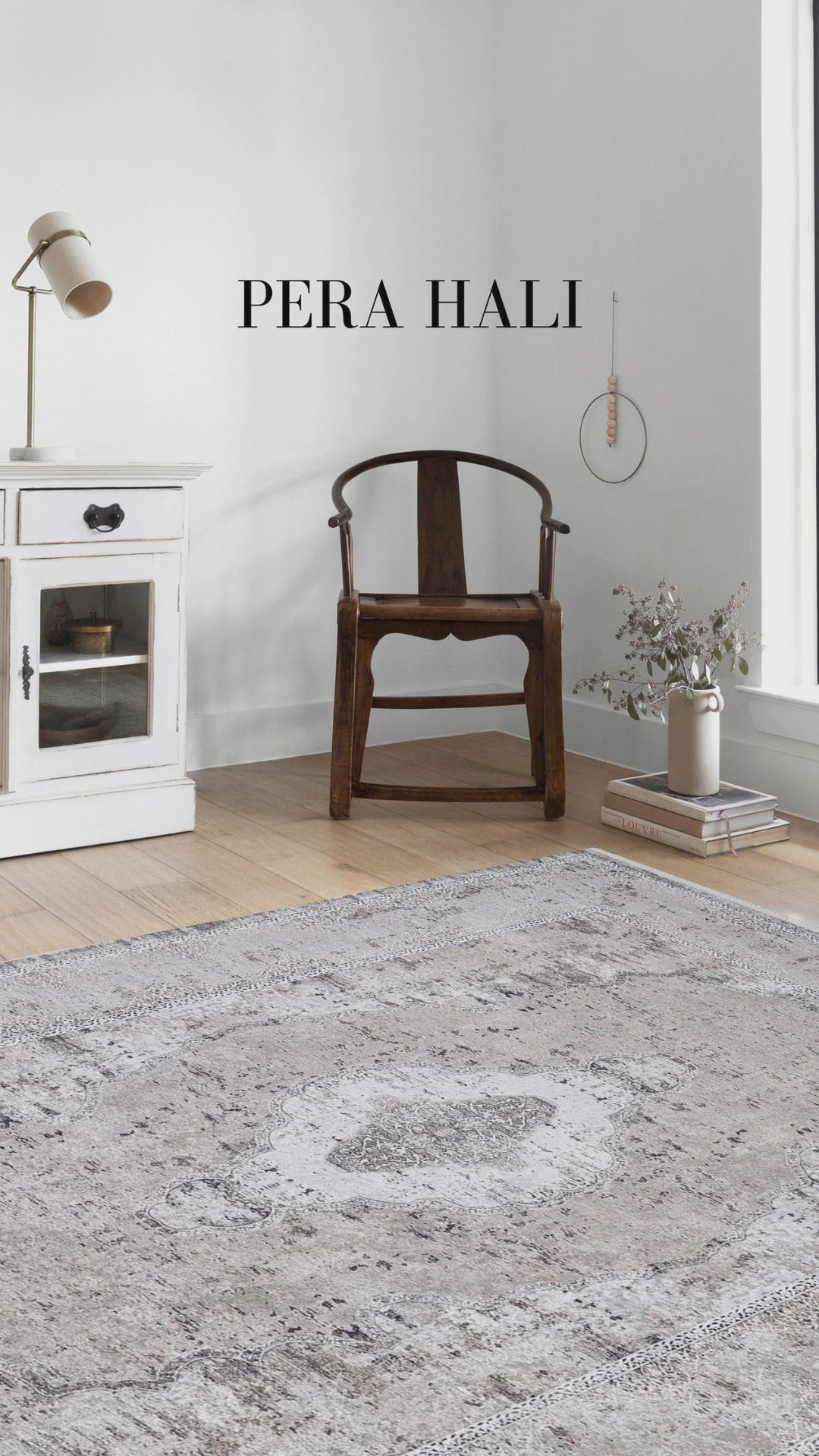 Load video: Pale Pink Cream Beige Geometric Patterned Kilim Rug