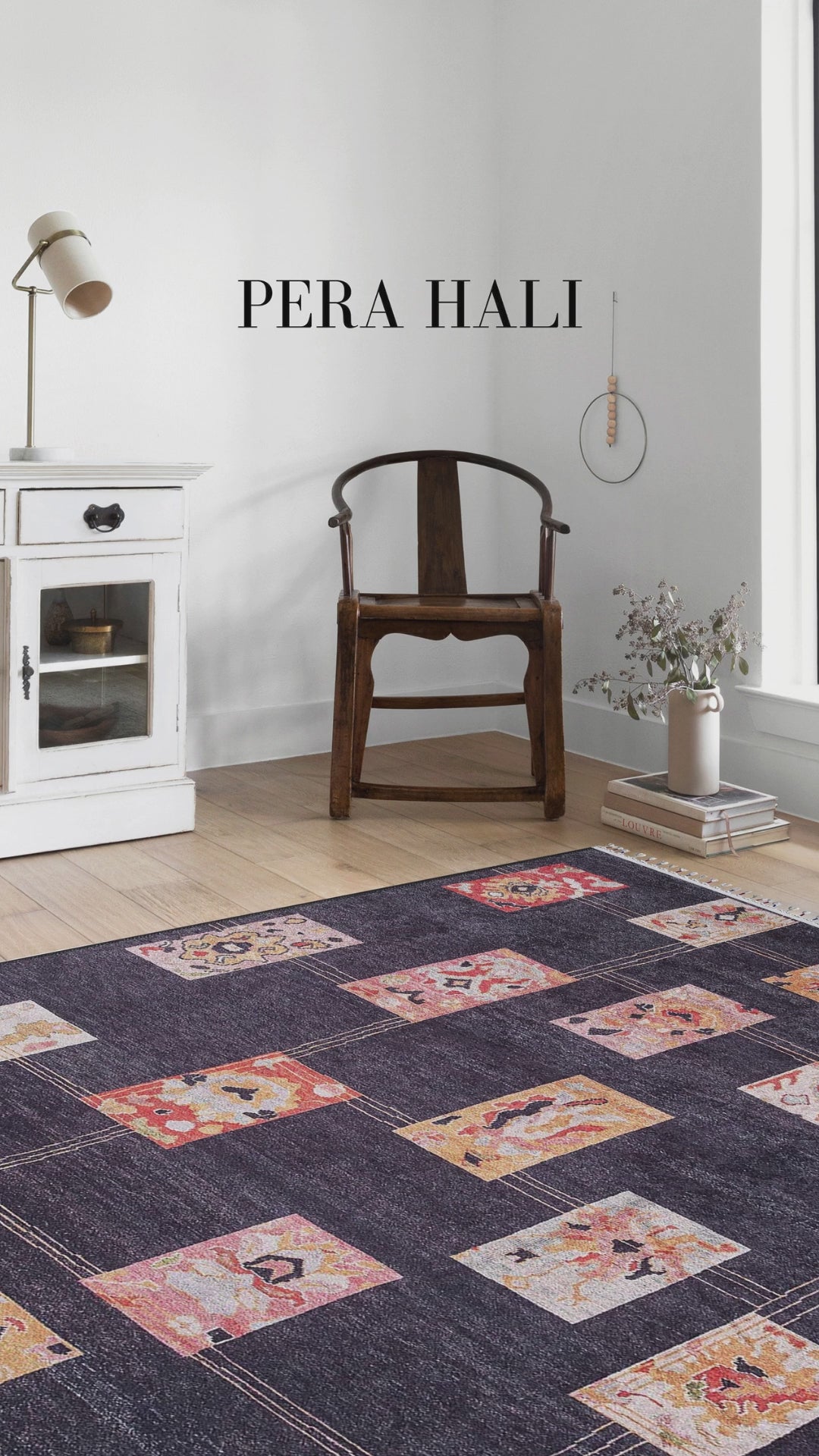 Load video: Pale Pink Cream Beige Geometric Patterned Kilim Rug