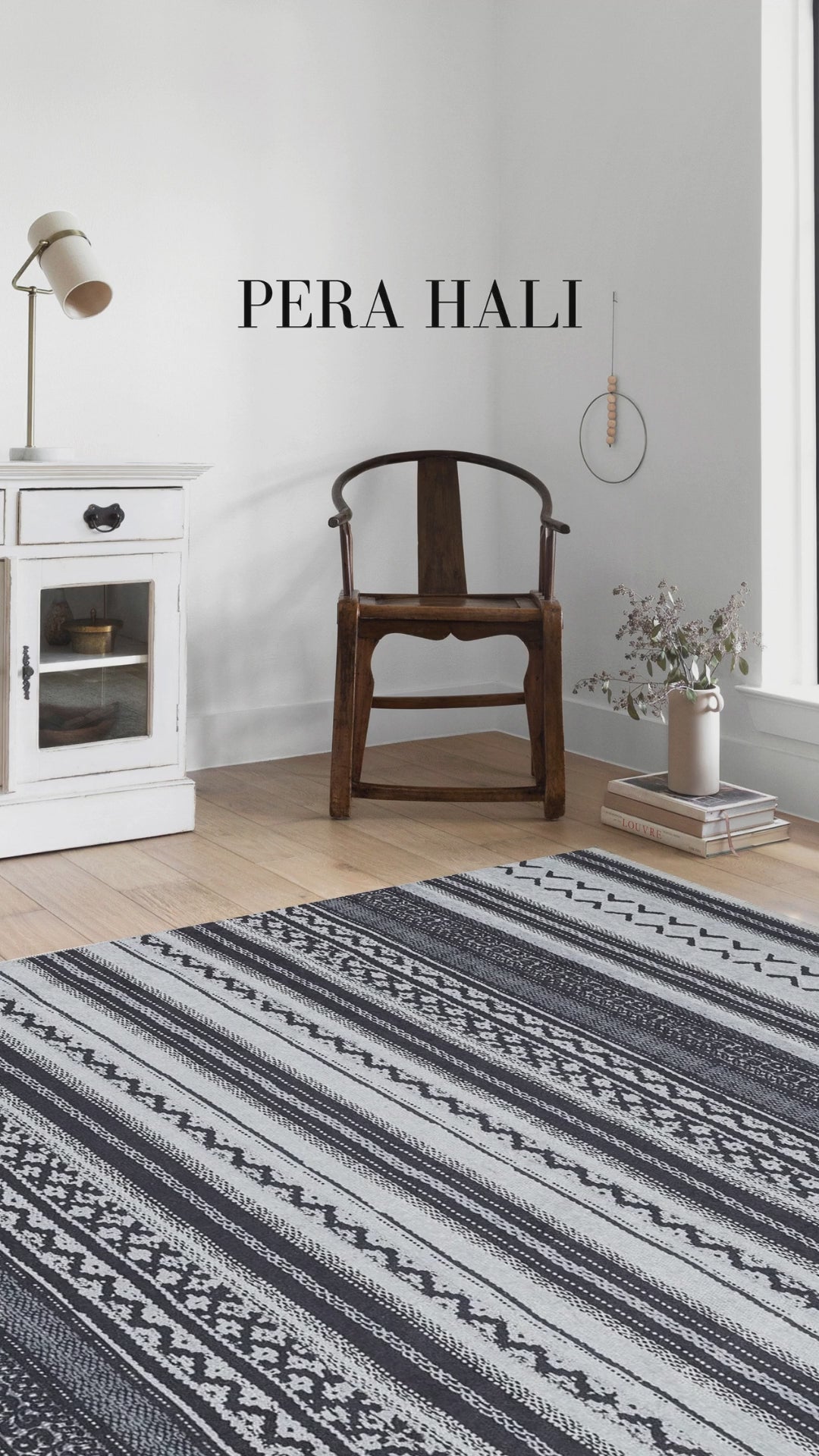 Load video: White Black Striped Vintage Rug - SH1747BY