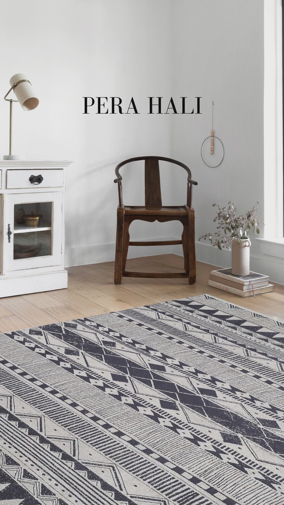 Load video: Pale Pink Cream Beige Geometric Patterned Kilim Rug