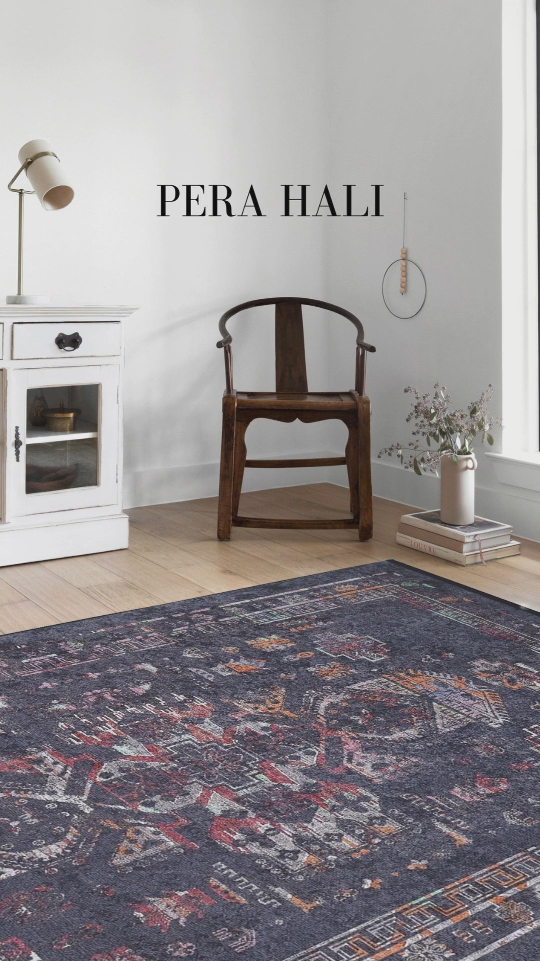 Load video: Black Dark Gray Carpet with Ethnic Pattern - SH1895SG