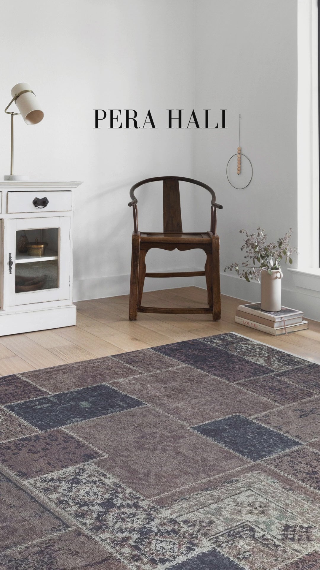 Load video: Pale Pink Cream Beige Geometric Patterned Kilim Rug