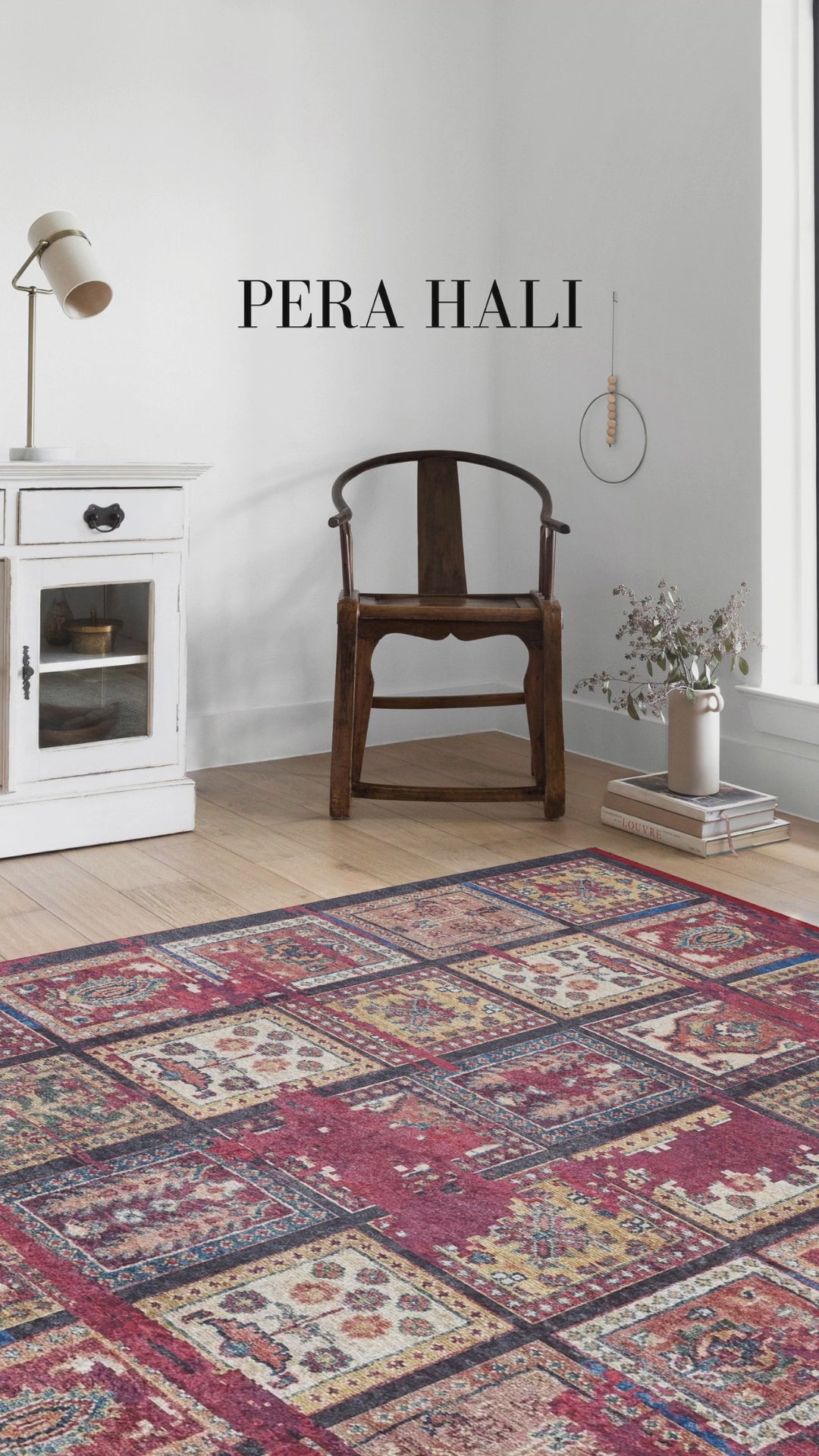 Videoyu yükle: Antik Kırmızı Eskitme Desenli Halı - SH1597R