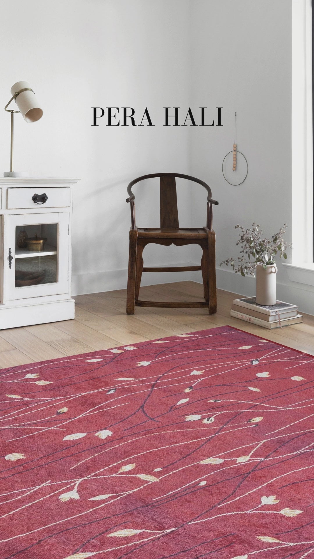 Load video: Floral Patterned Red Kilim Rug - SH1656R