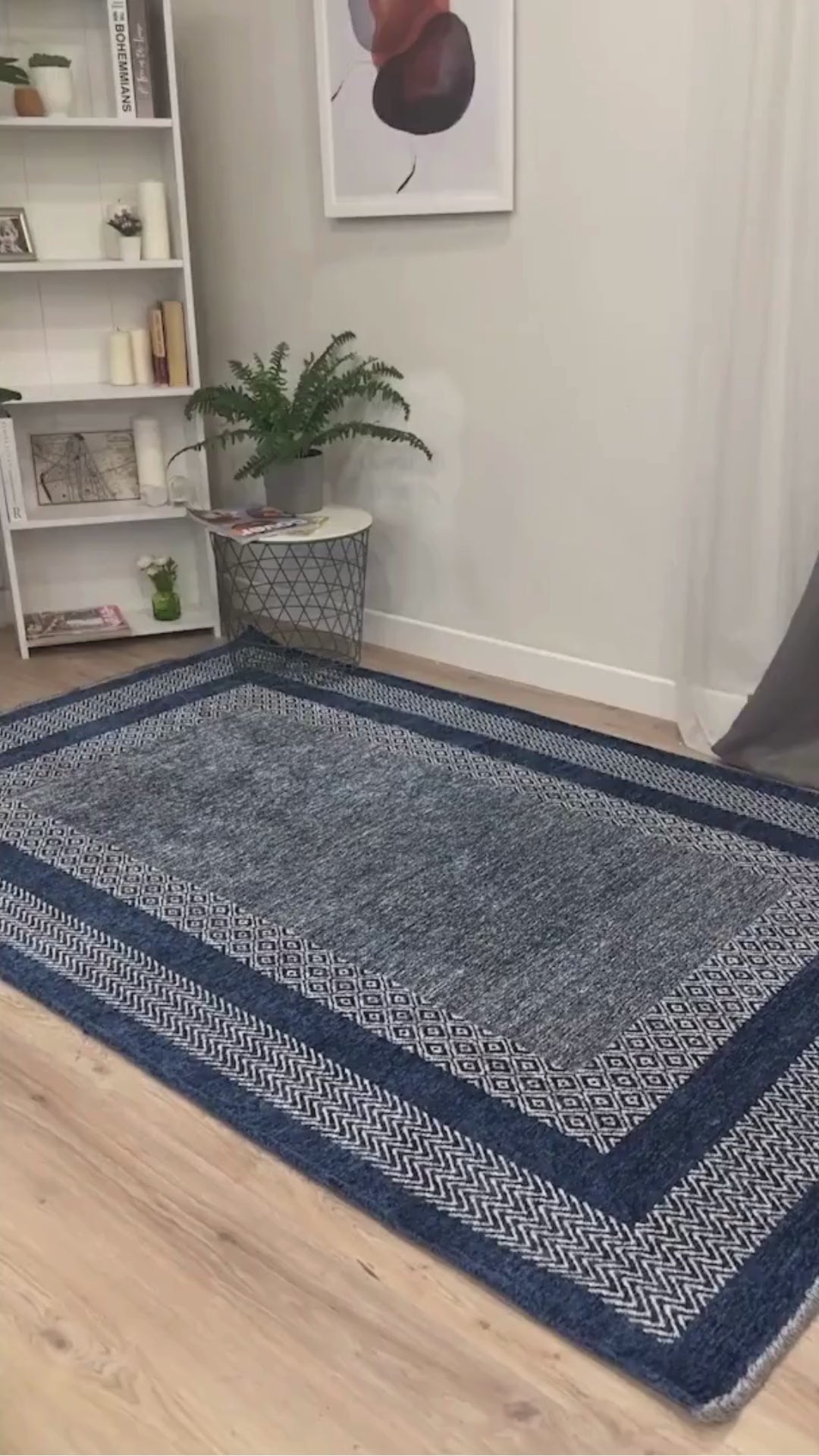 Blue Modern Washable Antibacterial Living Room Rug - YO11543M