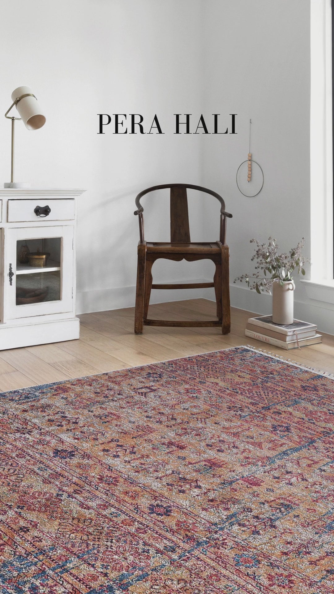 Load video: Pale Pink Cream Beige Geometric Patterned Kilim Rug