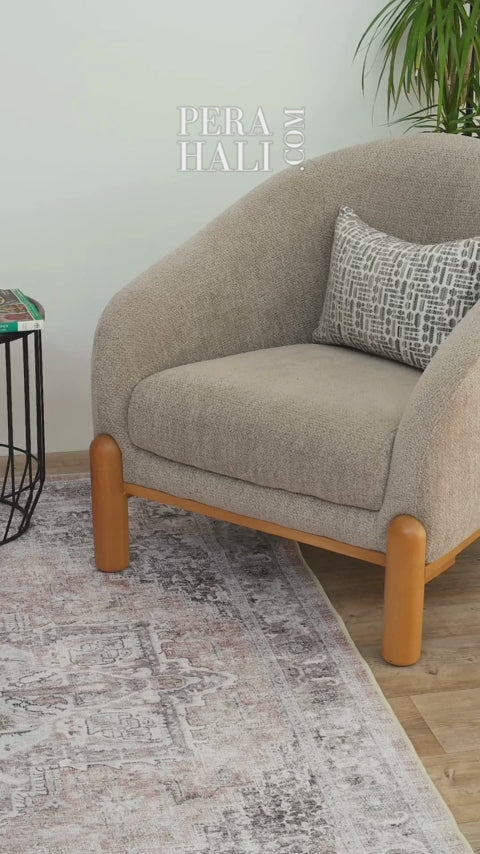 Videoyu yükle: Eskitme Madalyon Desenli Kiremit ve Gri Vintage Halı - AR0997TW