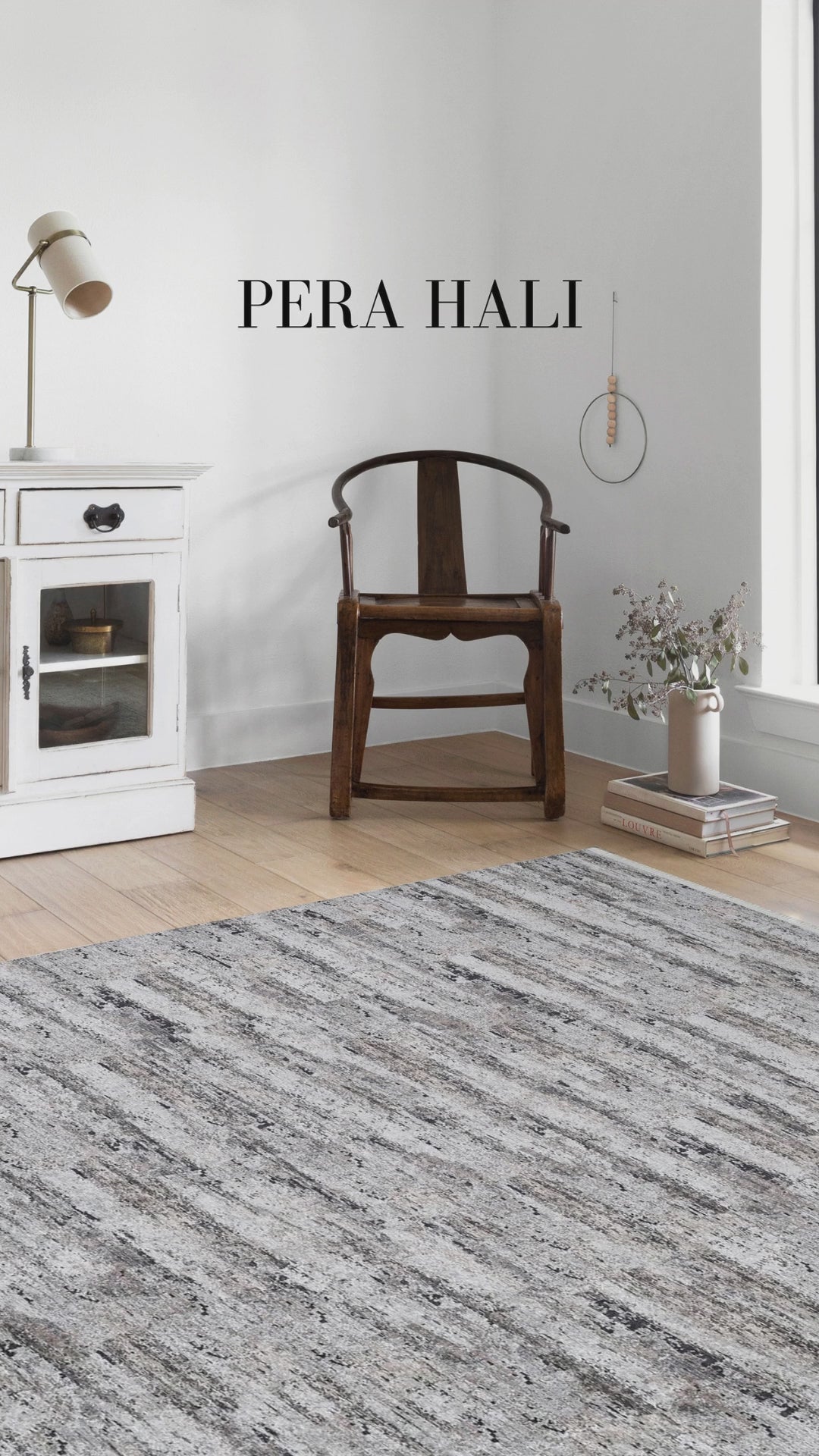 Load video: Pale Pink Cream Beige Geometric Patterned Kilim Rug