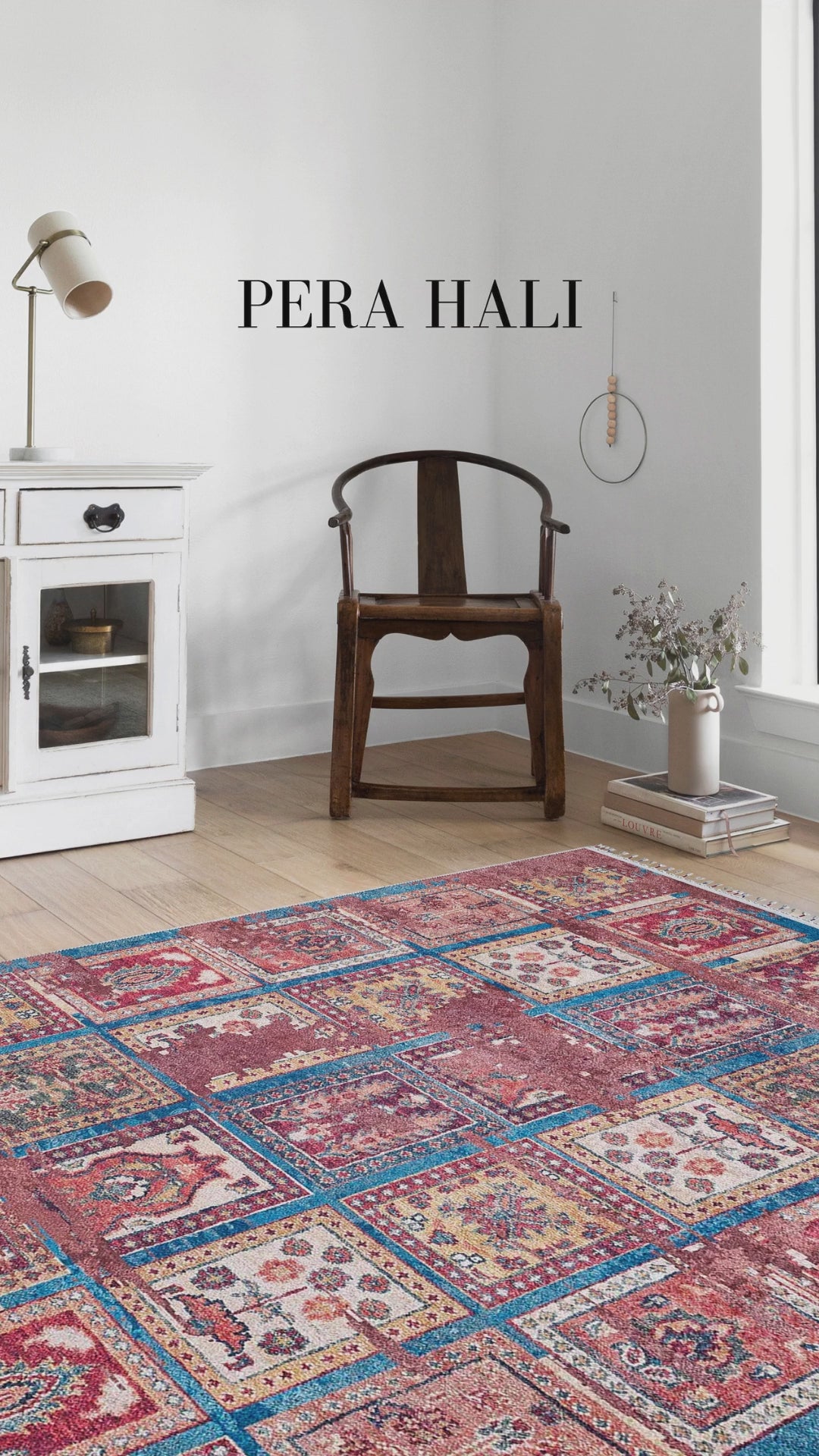 Load video: Pale Pink Cream Beige Geometric Patterned Kilim Rug
