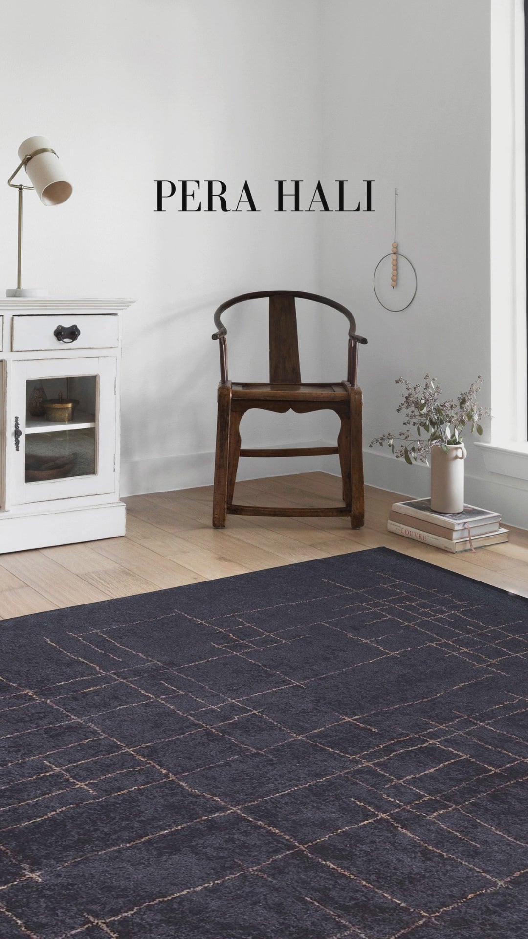 Load video: Black Brown Geometric Rug - SH1590KA
