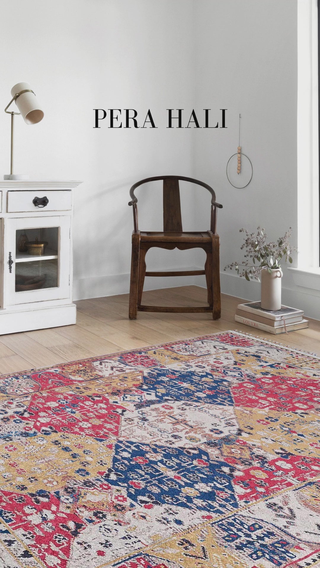 Load video: Pale Pink Cream Beige Geometric Patterned Kilim Rug