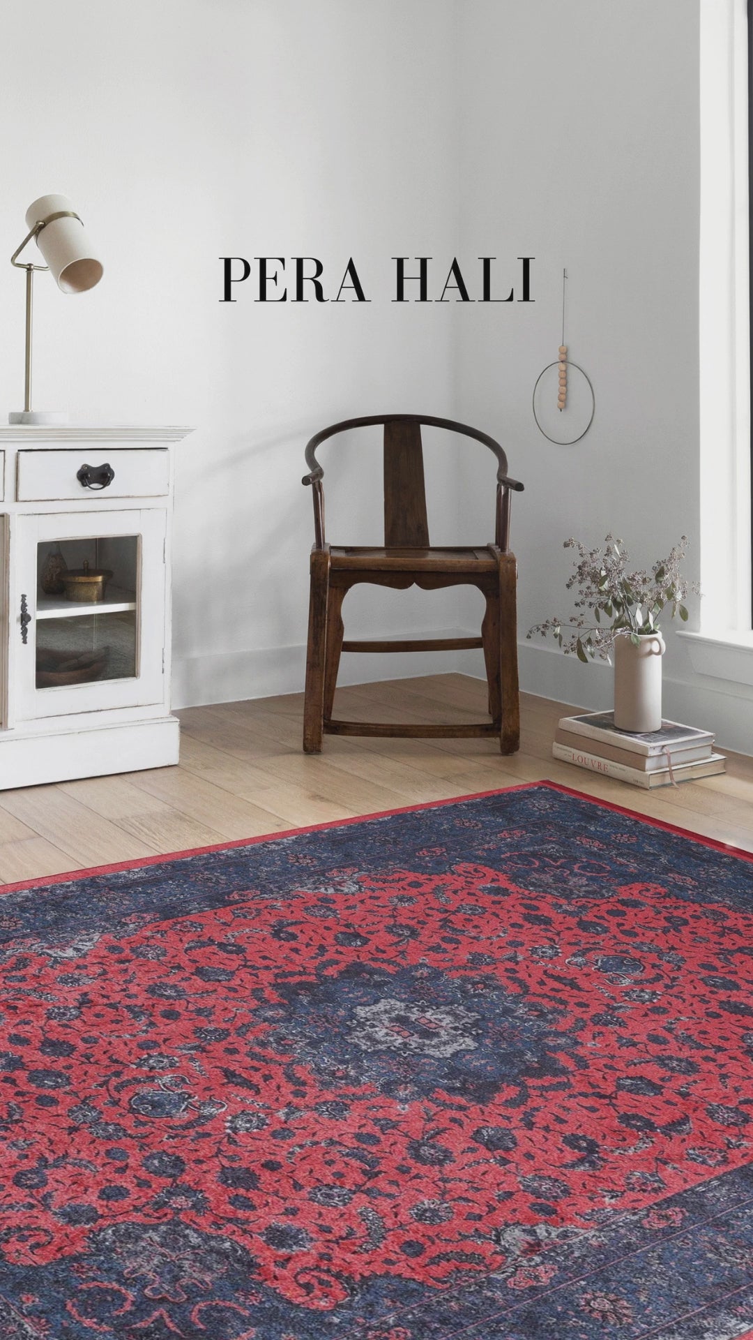 Load video: Soho Floral Pattern Traditional Red Navy Vintage Rug - SH1929RL