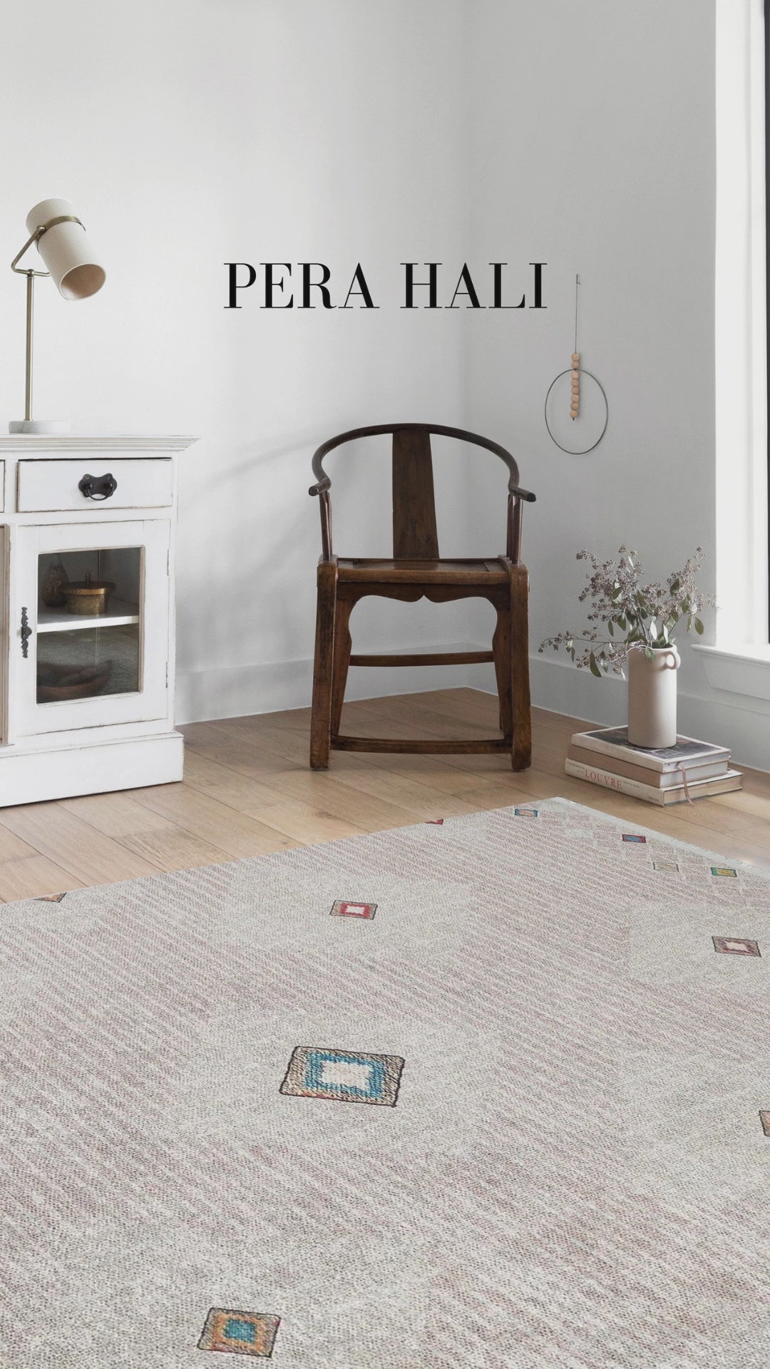 Load video: Beige Geometric Modern Antique Vintage Rug - SH1646B