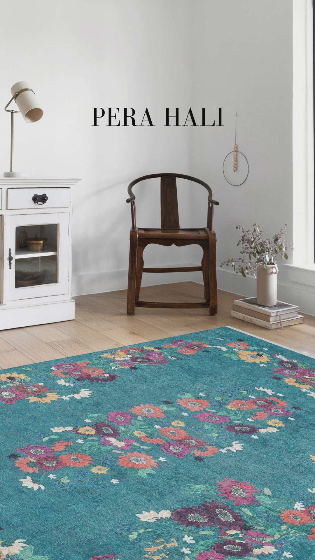 Soho Green Rose Floral Decorative Rug - SH1674YGU