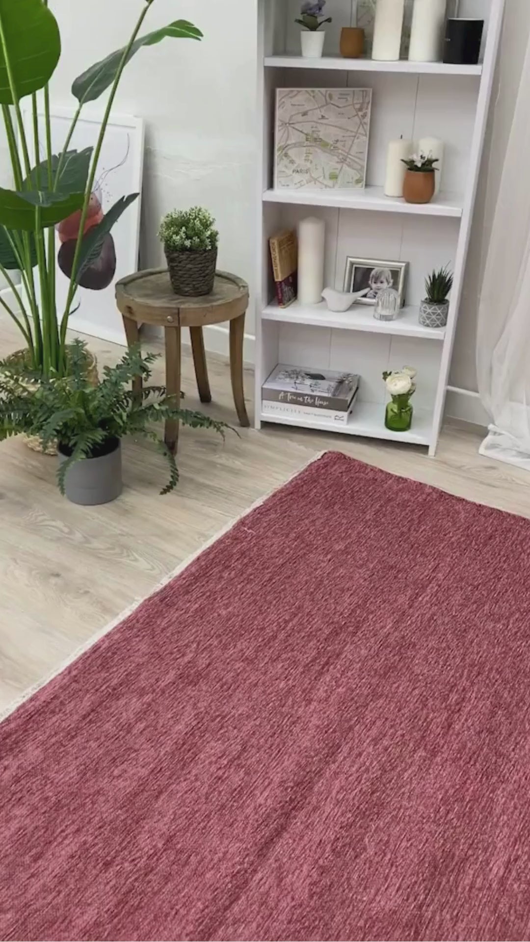 Pink Plain Modern Washable Antibacterial Carpet - YOHM11500P