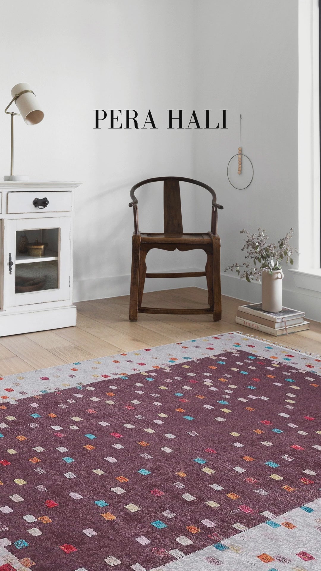 Load video: Pale Pink Cream Beige Geometric Patterned Kilim Rug