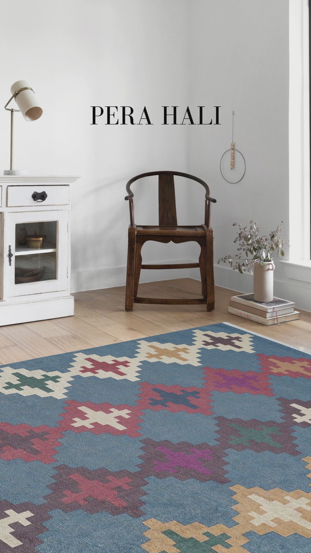 Load video: Vintage Blue Kilim Rug - SH1599M