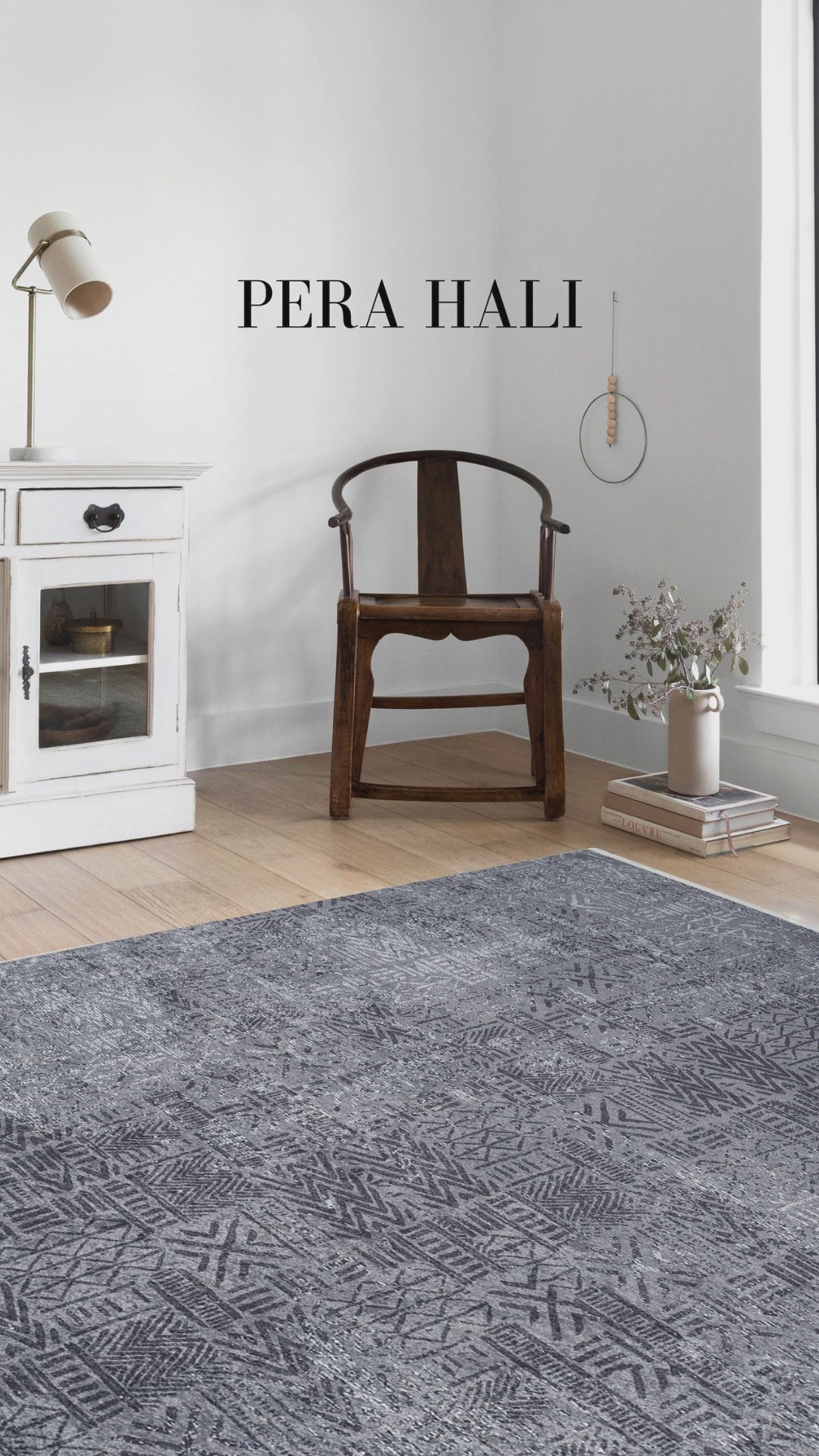 Load video: Pale Pink Cream Beige Geometric Patterned Kilim Rug