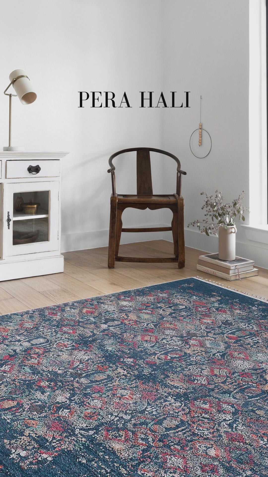 Load video: Floral Patterned Turquoise Blue Vintage Rug - SH5005TURM