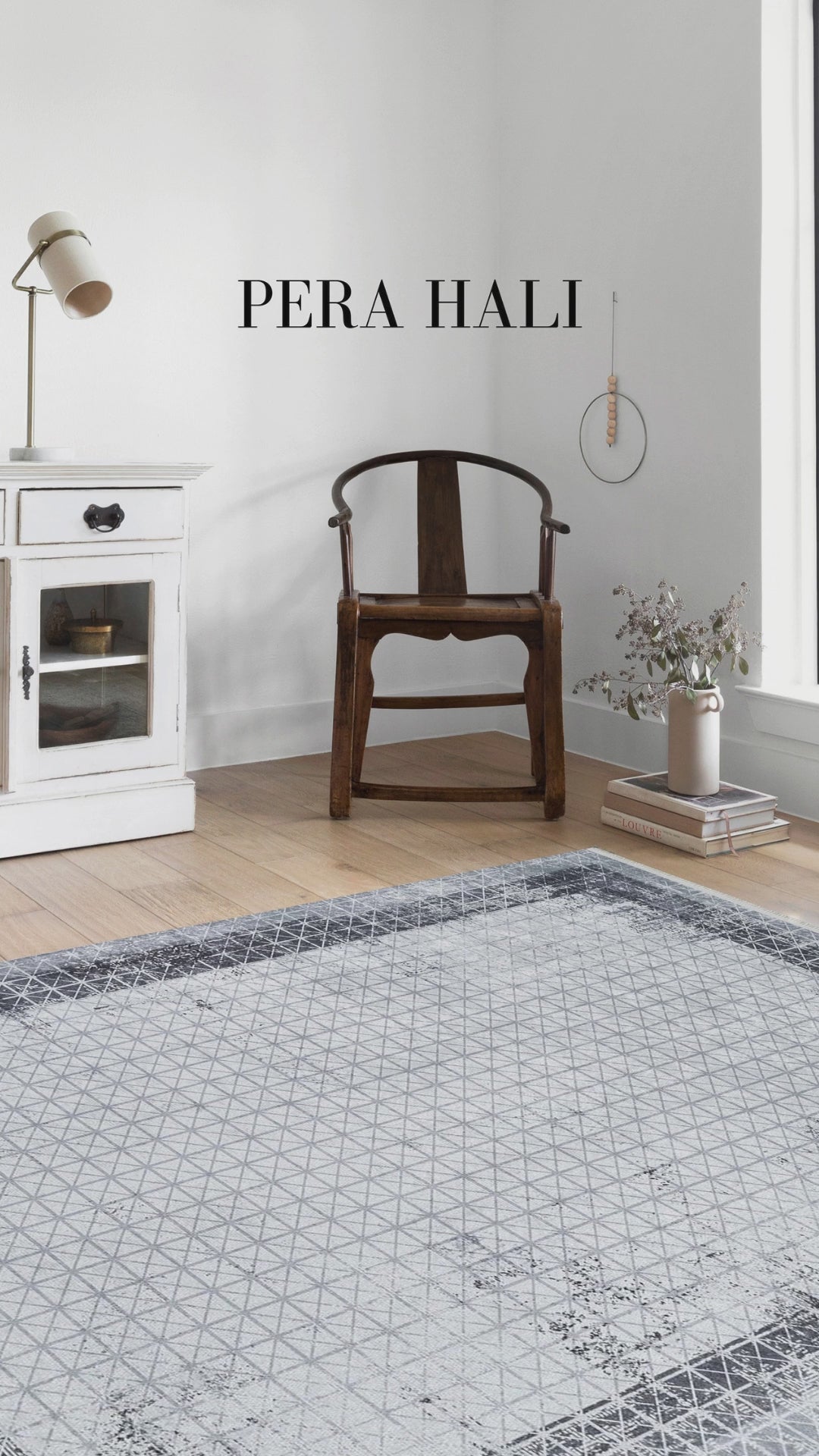 Load video: Geometric Black Gray Carpet